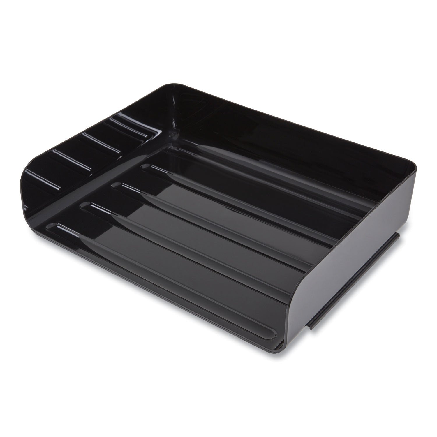 TRU RED™ Side-Load Stackable Plastic Document Tray, 1 Section, Letter-Size, 12.63 X 9.72 X 3.01, Black, 2/Pack