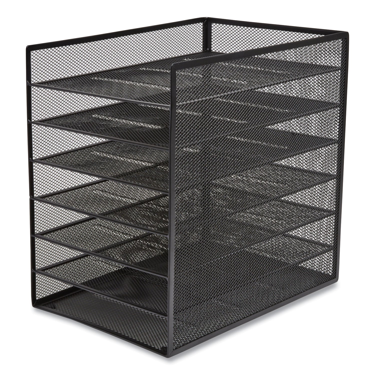 TRU RED™ Front-Load Enclosed Wire Mesh Horizontal Document Organizer, 6 Sections, Letter-Size, 9.25 X 13.38 X 13.38, Matte Black