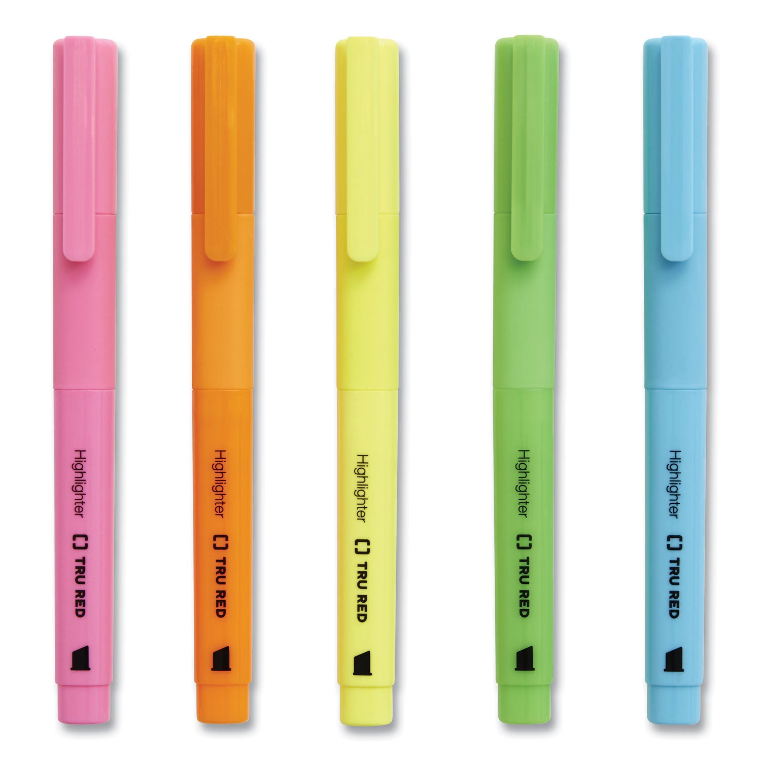 TRU RED™ Pen Style Chisel Tip Highlighter, Assorted Ink Colors, Chisel Tip, Assorted Barrel Colors, 12/Pack