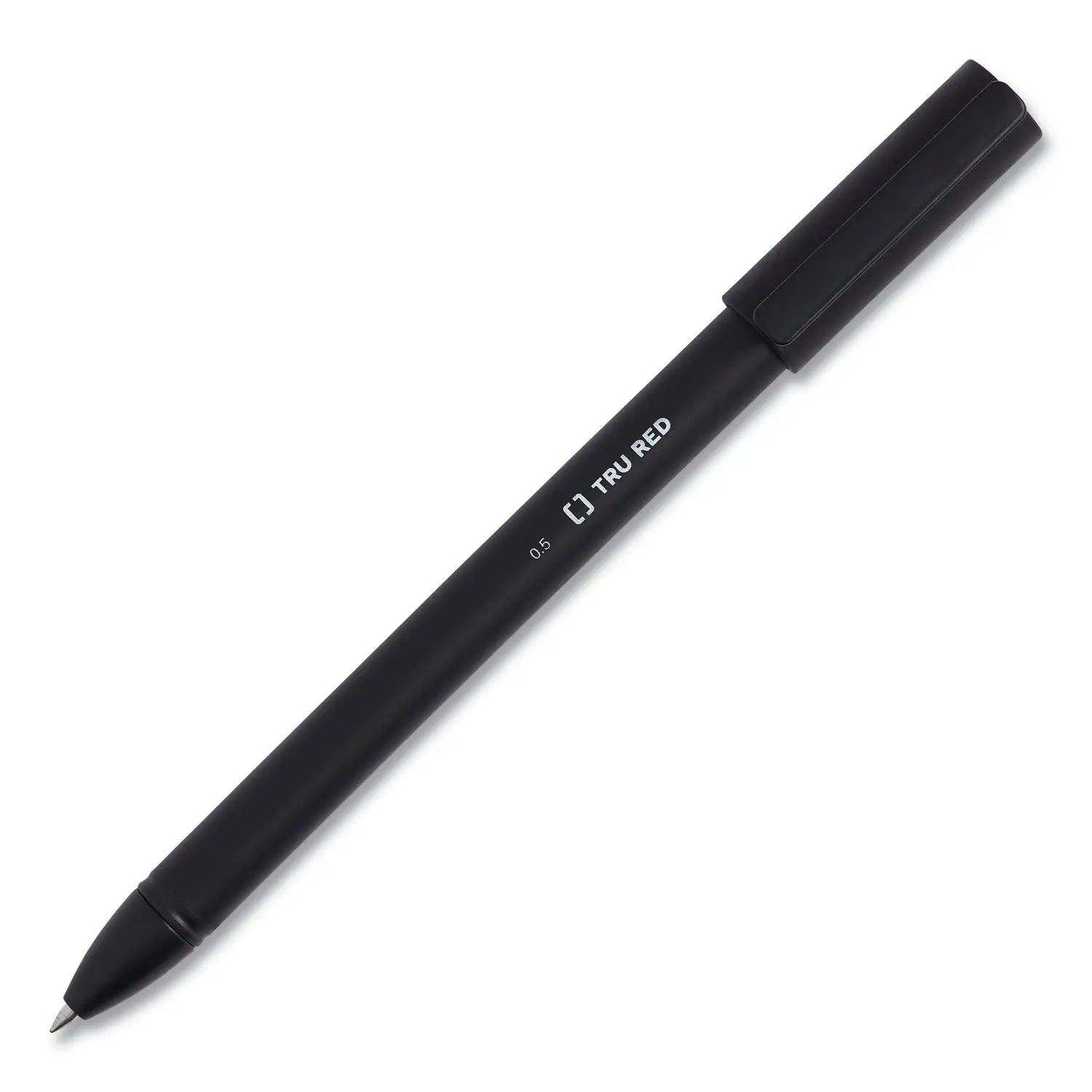 Quick Dry Gel Pen, Stick, Fine 0.5 mm, Black Ink, Black Barrel, Dozen TRU RED™ Flipcost