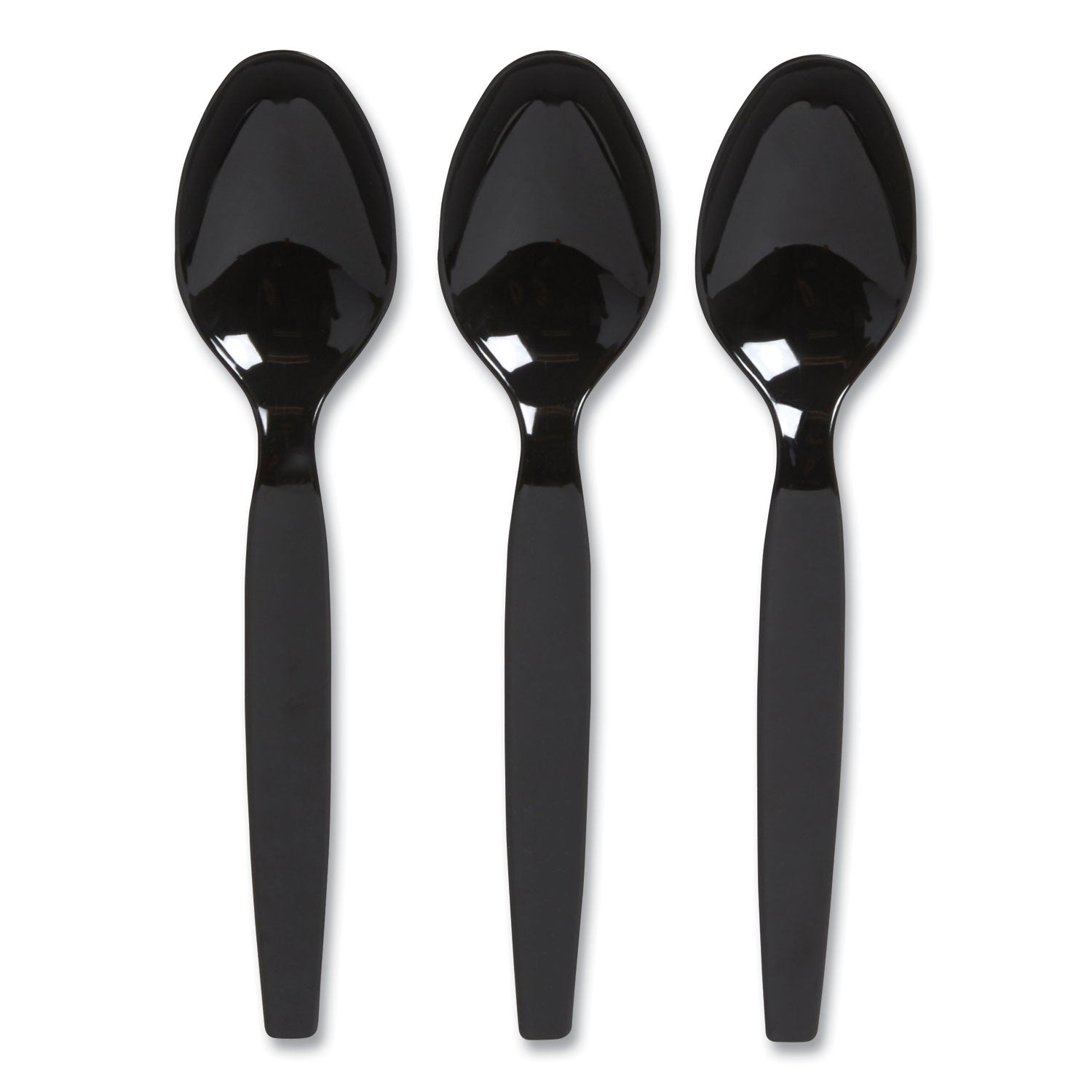Perk™ Heavyweight Plastic Cutlery, Spoon, Plastic, Black, 100/Pack
