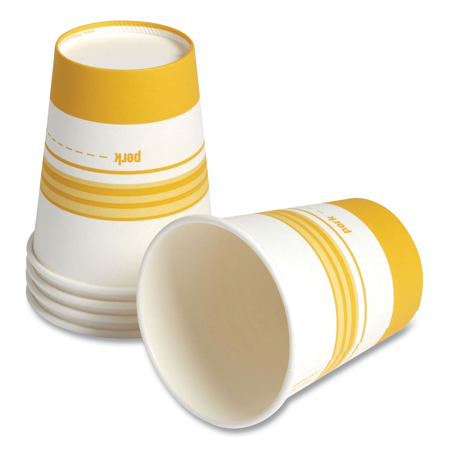 Perk™ Paper Hot Cups, 16 oz, White/Orange, 50/Pack