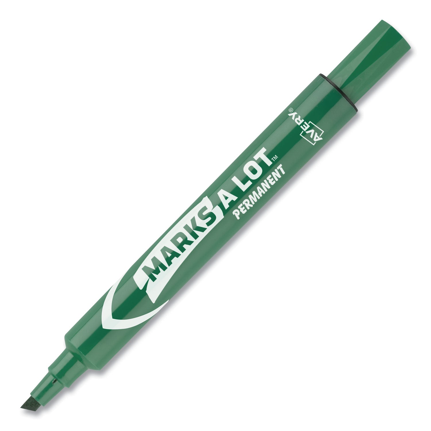 Avery® Marks A Lot Large Desk-Style Permanent Marker, Broad Chisel Tip, Green, Dozen (8885)