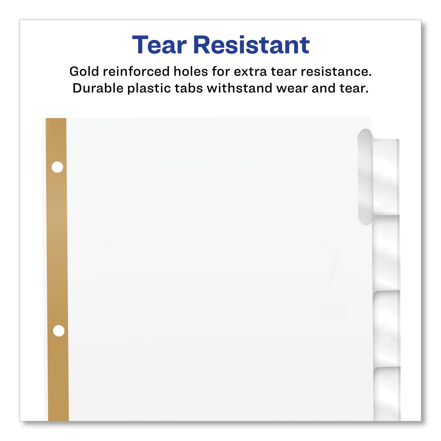 Avery® Insertable Big Tab Dividers, 8-Tab, Double-Sided Gold Edge Reinforcing, 11 x 8.5, White, Clear Tabs, 1 Set