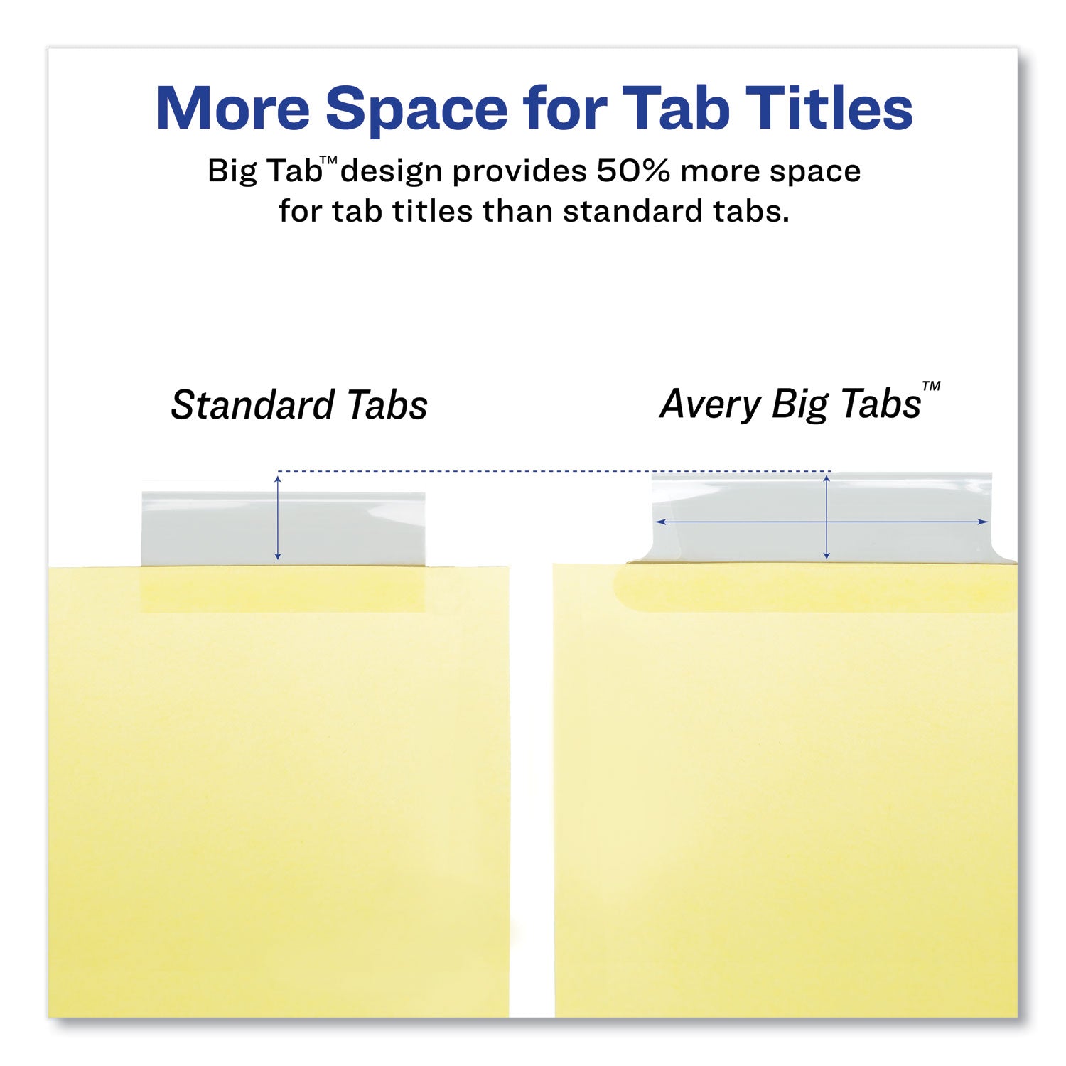 Avery® Insertable Big Tab Dividers, 8-Tab, Double-Sided Gold Edge Reinforcing, 11 x 8.5, Buff, Clear Tabs, 1 Set