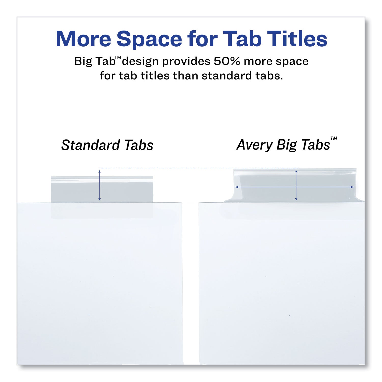 Avery® Insertable Big Tab Dividers, 8-Tab, Double-Sided Gold Edge Reinforcing, 11 x 8.5, White, Clear Tabs, 1 Set