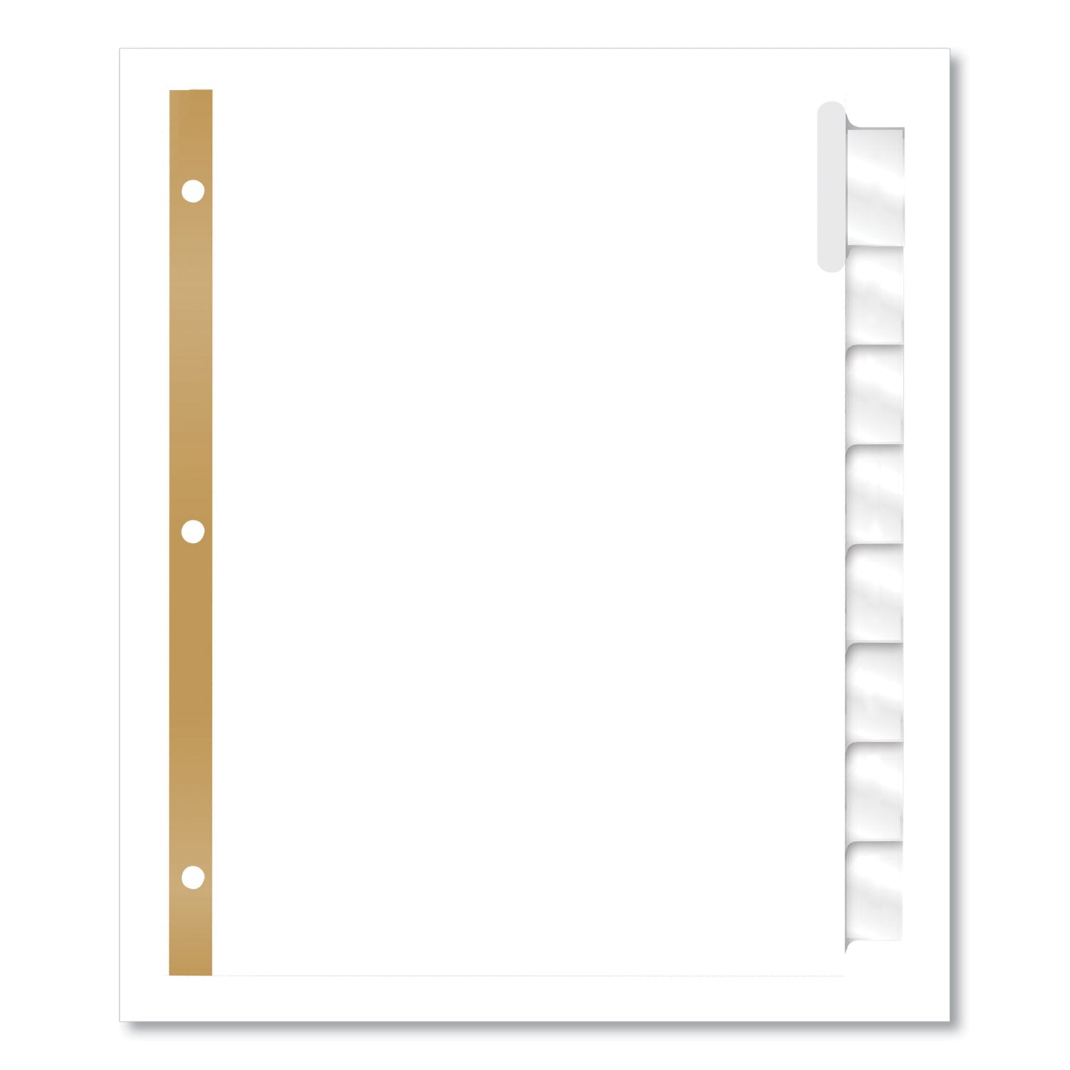 Avery® Insertable Big Tab Dividers, 8-Tab, Double-Sided Gold Edge Reinforcing, 11 x 8.5, White, Clear Tabs, 1 Set