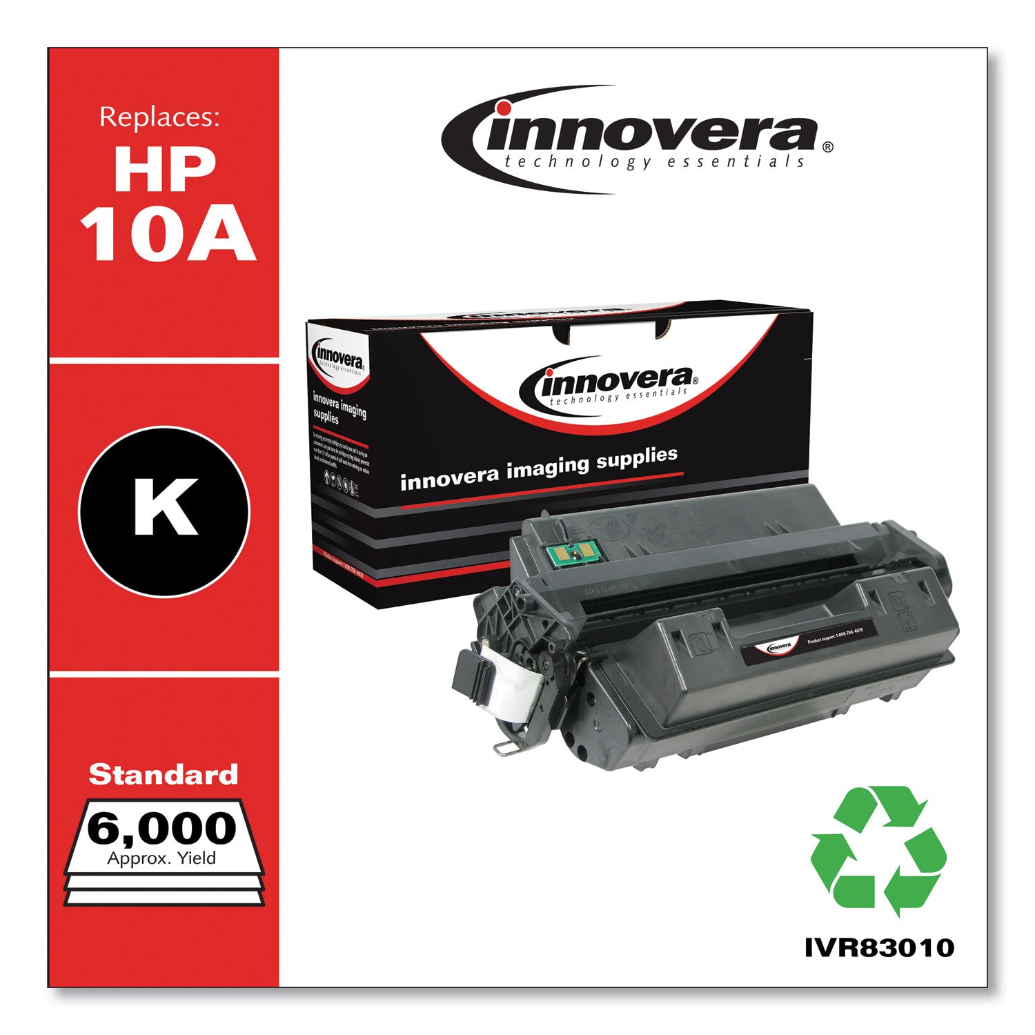 Innovera® Remanufactured Black Toner, Replacement for 10A (Q2610A), 6,000 Page-Yield