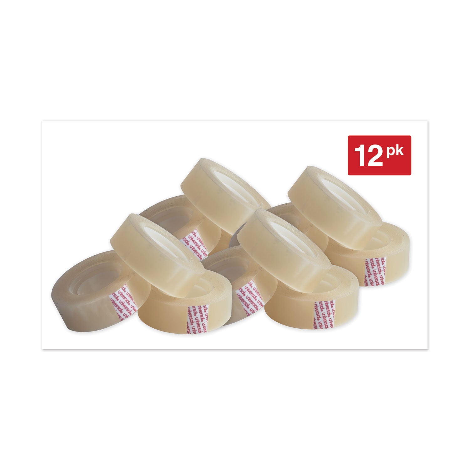 Universal® Invisible Tape, 1" Core, 0.75" X 36 Yds, Clear, 12/pack