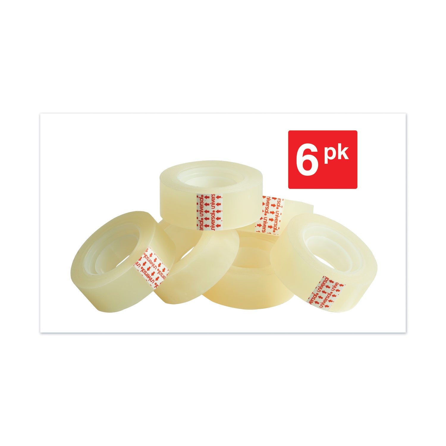 Universal® Invisible Tape, 1" Core, 0.75" X 83.33 Ft, Clear, 6/pack