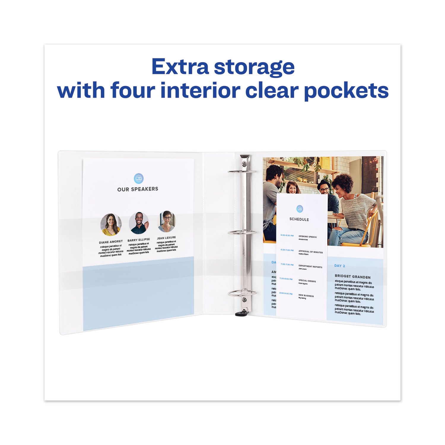 Avery® Heavy-Duty View Binder With Durahinge And One Touch Ezd Rings, 3 Rings, 1.5" Capacity, 11 X 8.5, White