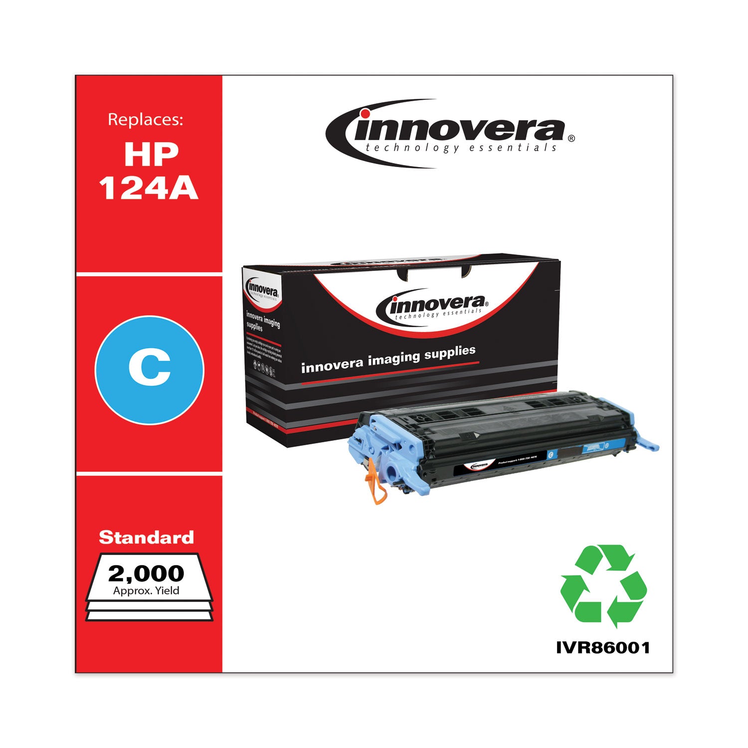Innovera® Remanufactured Cyan Toner, Replacement for 124A (Q6001A), 2,000 Page-Yield