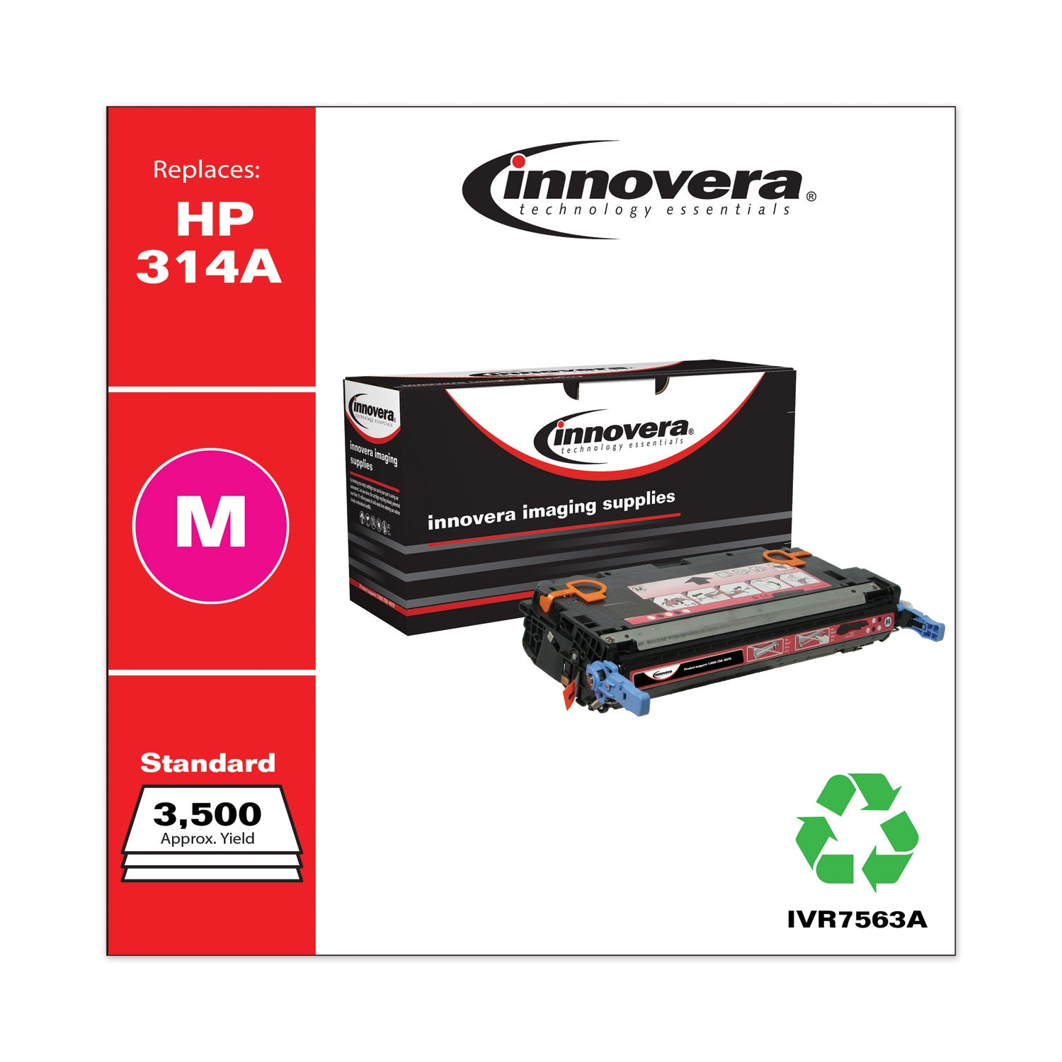 Innovera® Remanufactured Magenta Toner, Replacement for 314A (Q7563A), 3,500 Page-Yield