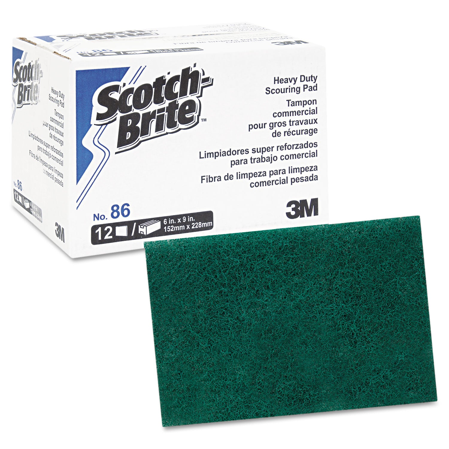 Scotch-Brite™ PROFESSIONAL Heavy-Duty Scouring Pad 86, 6 X 9, Green, Dozen