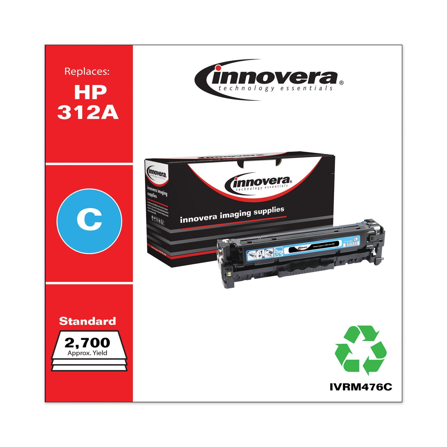 Innovera® Remanufactured Cyan Toner, Replacement for 312A (CF381A), 2,700 Page-Yield