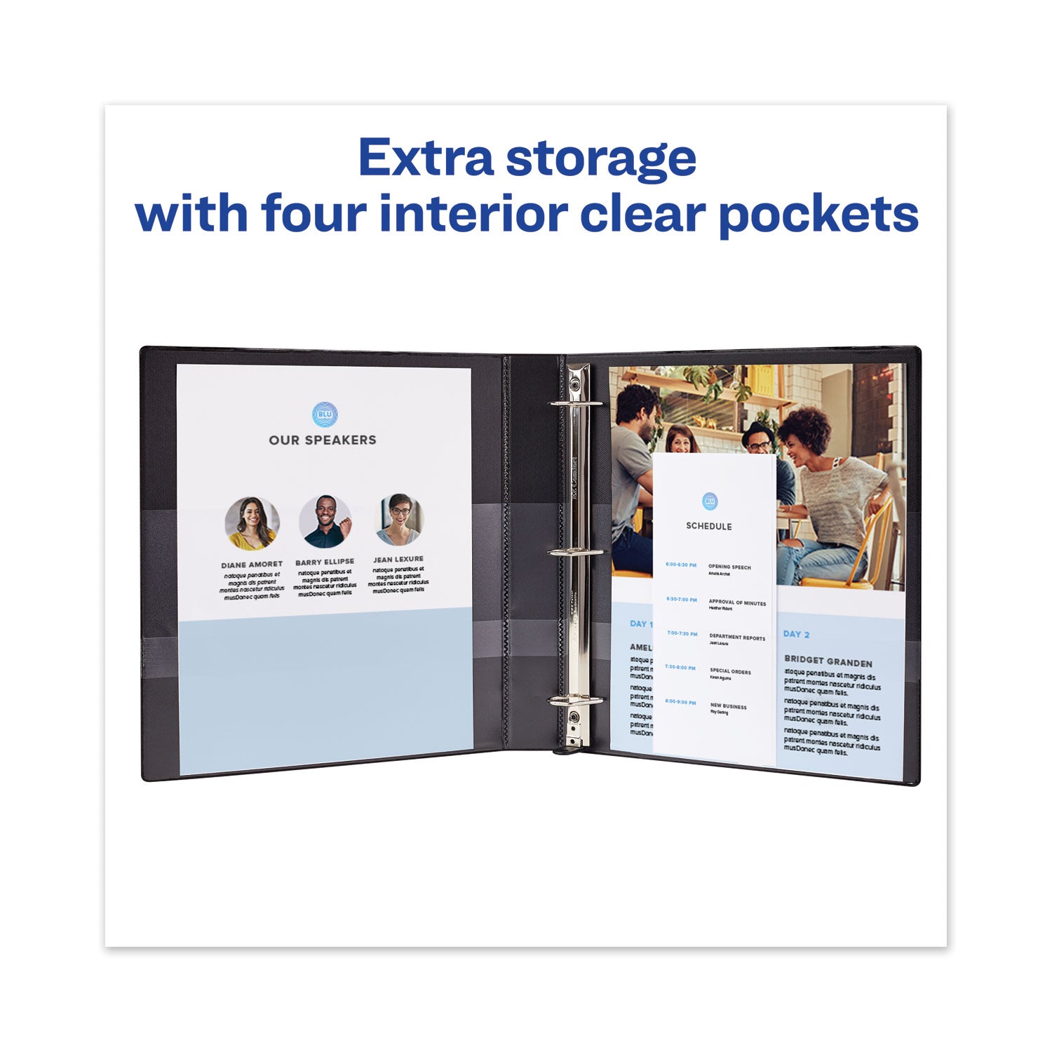 Avery® Heavy-Duty View Binder With Durahinge And One Touch Slant Rings, 3 Rings, 0.5" Capacity, 11 X 8.5, Black