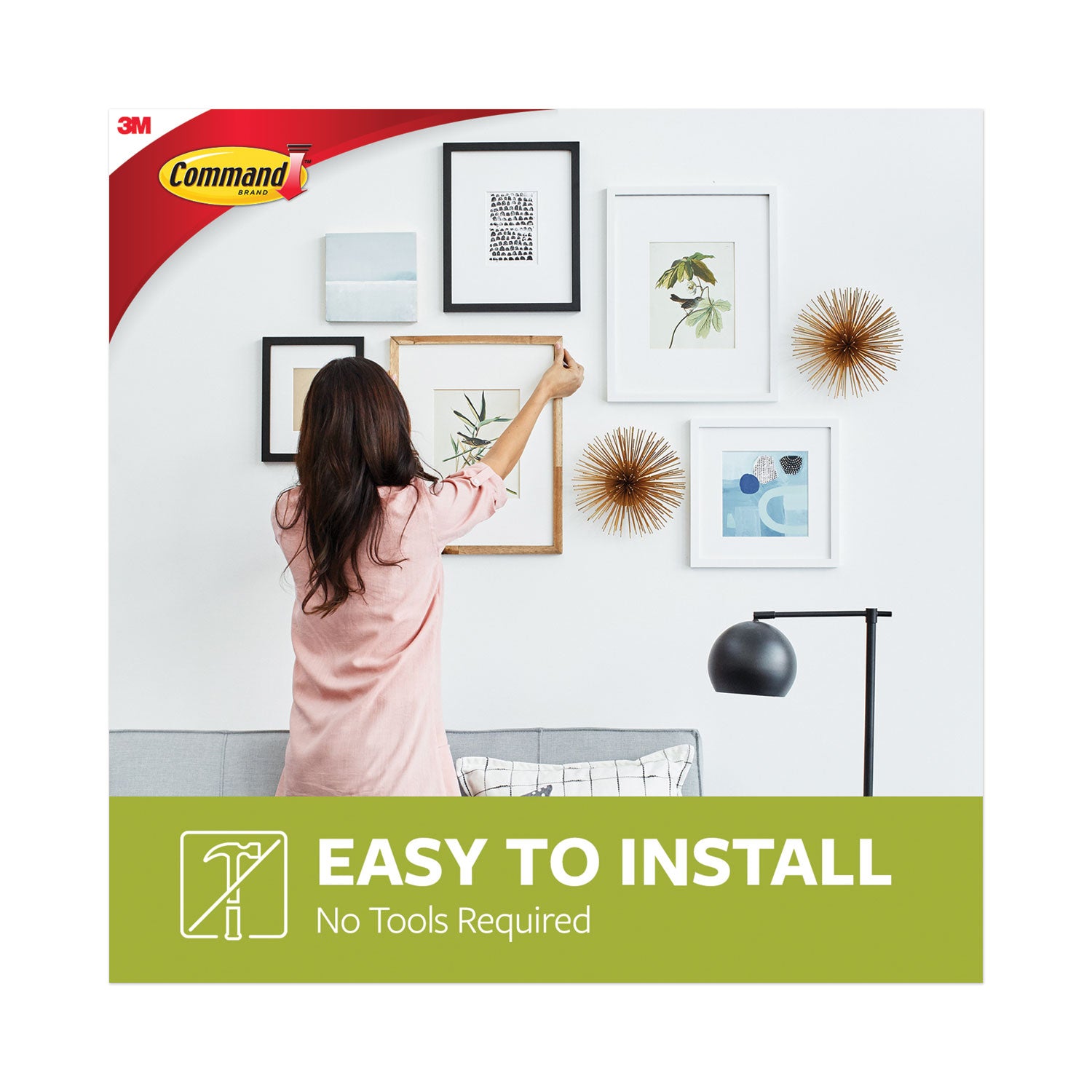 Command™ Universal Picture Hanger, Large, Silver, 5 Lb Capacity, 1 Hanger And 4 Strips