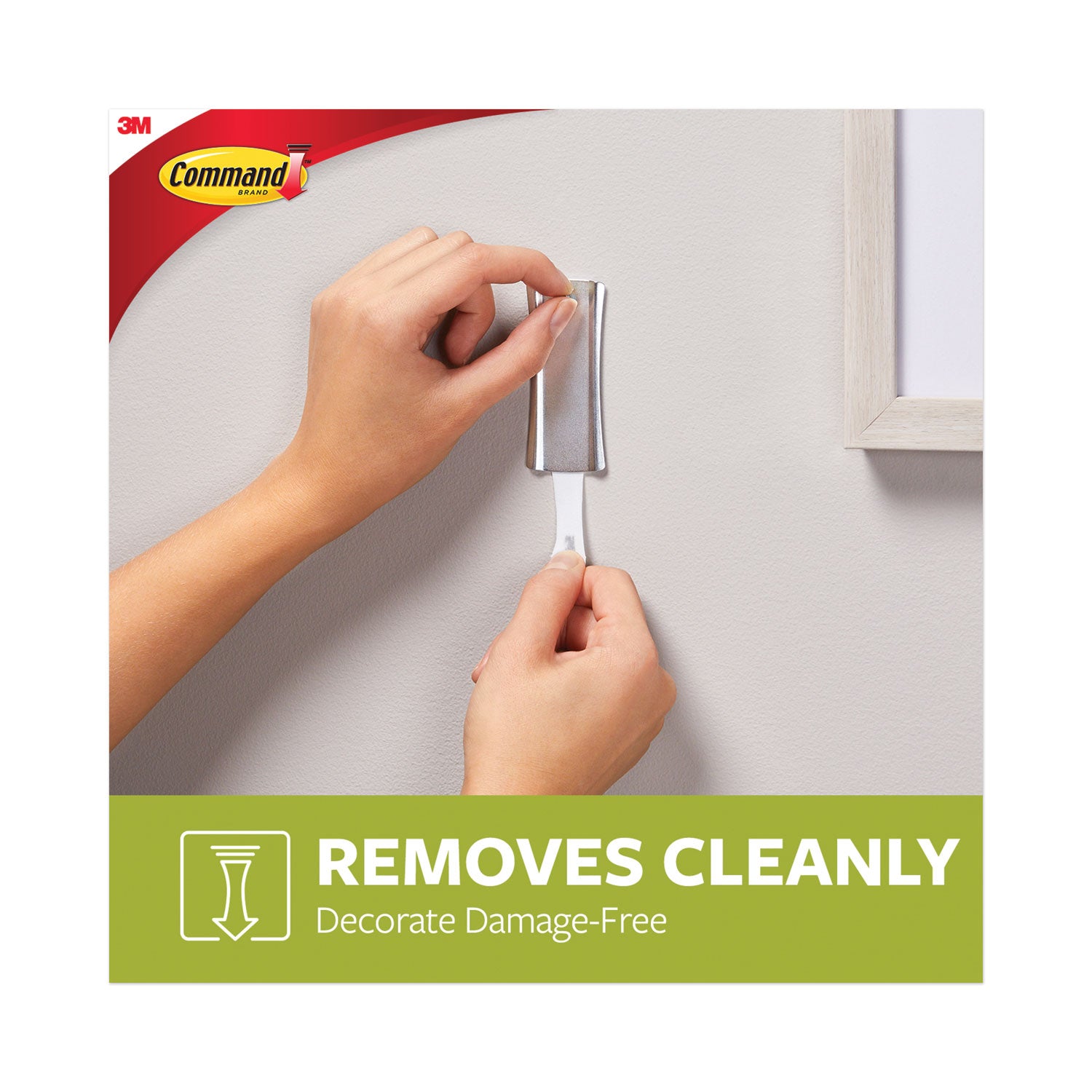 Command™ Universal Picture Hanger, Large, Silver, 5 Lb Capacity, 1 Hanger And 4 Strips