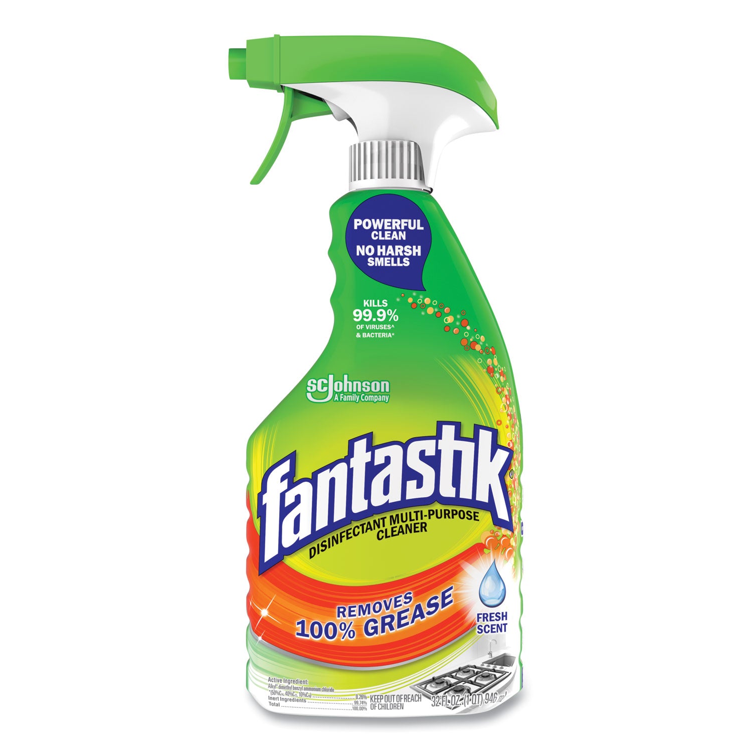 Fantastik® Disinfectant Multi-Purpose Cleaner Fresh Scent, 32 Oz Spray Bottle, 8/carton