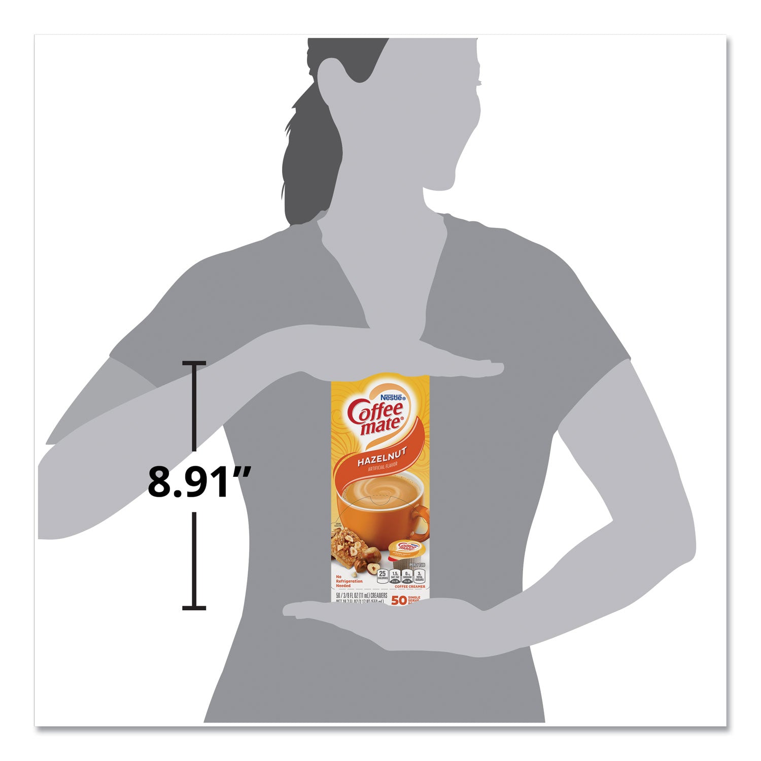 Coffee mate® Liquid Coffee Creamer, Hazelnut, 0.38 oz Mini Cups, 50/Box, 4 Boxes/Carton