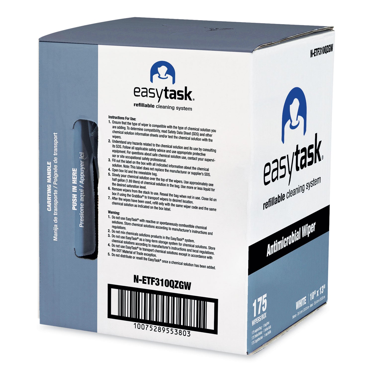 HOSPECO® Easy Task F310 Wiper, Quarterfold, 1-Ply, 10 x 13, White, Zipper Bag, 175/Bag