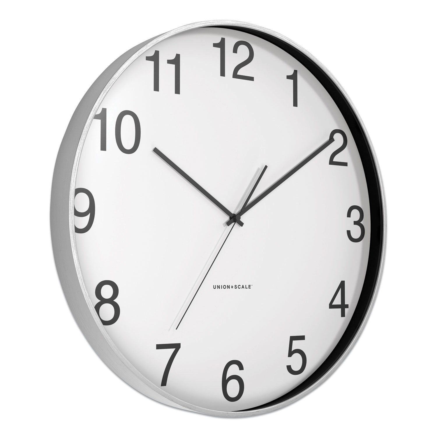 Union & Scale™ Essentials Classic Round Wall Clock, 12" Overall Diameter, Silver Case, 1 Aa (sold Separately)