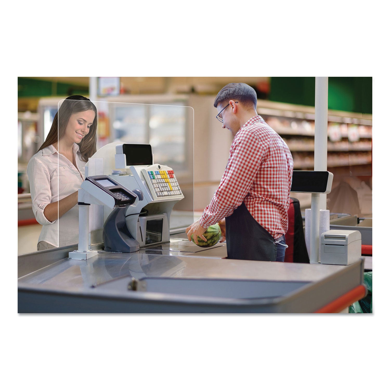 deflecto® Mounting Safety Barrier With Full Shield And Brace, 31.5" X 38", Acrylic, Clear, 2/carton