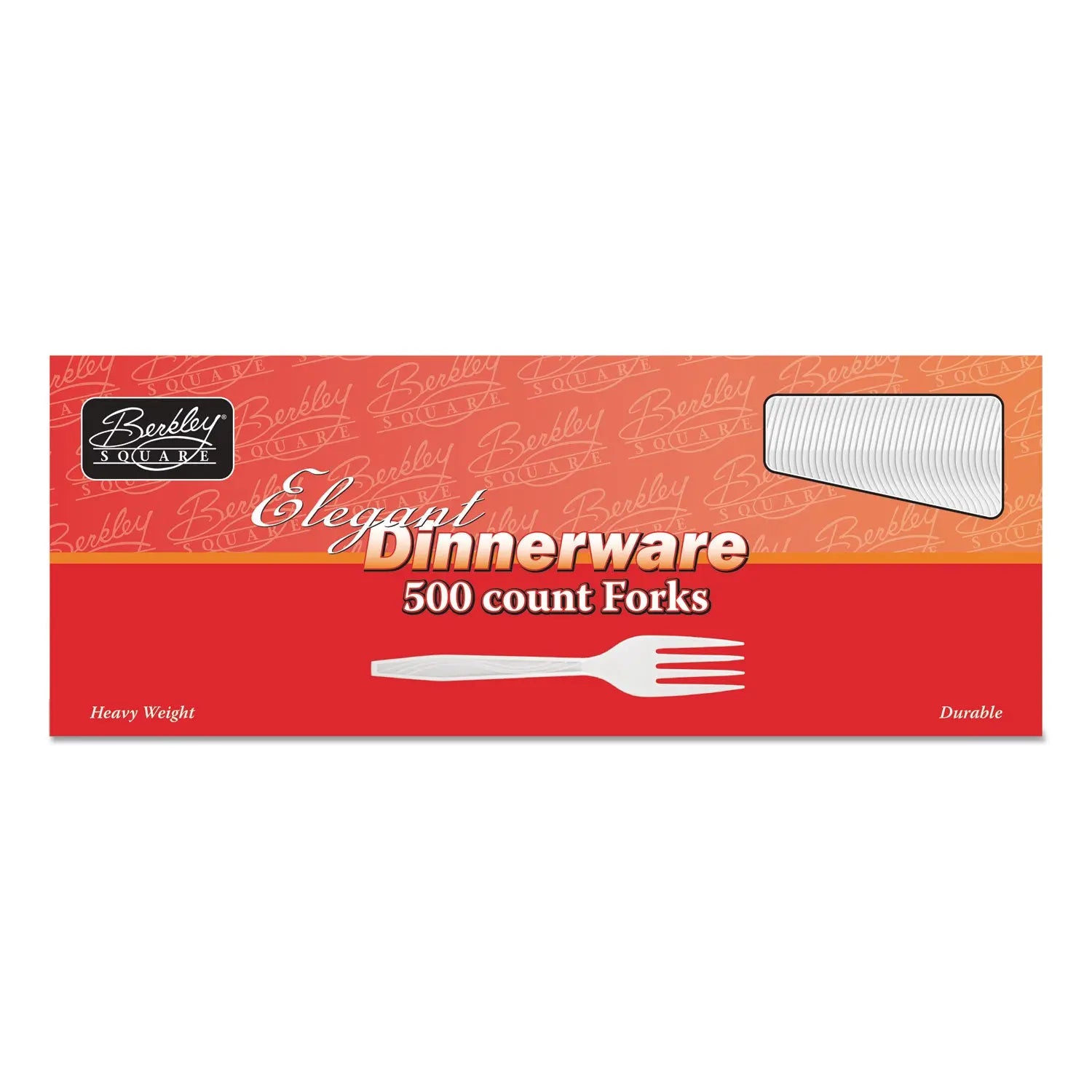 Elegant Dinnerware Heavyweight Cutlery, Polystyrene, Fork, White, 500/Box Berkley Square Flipcost