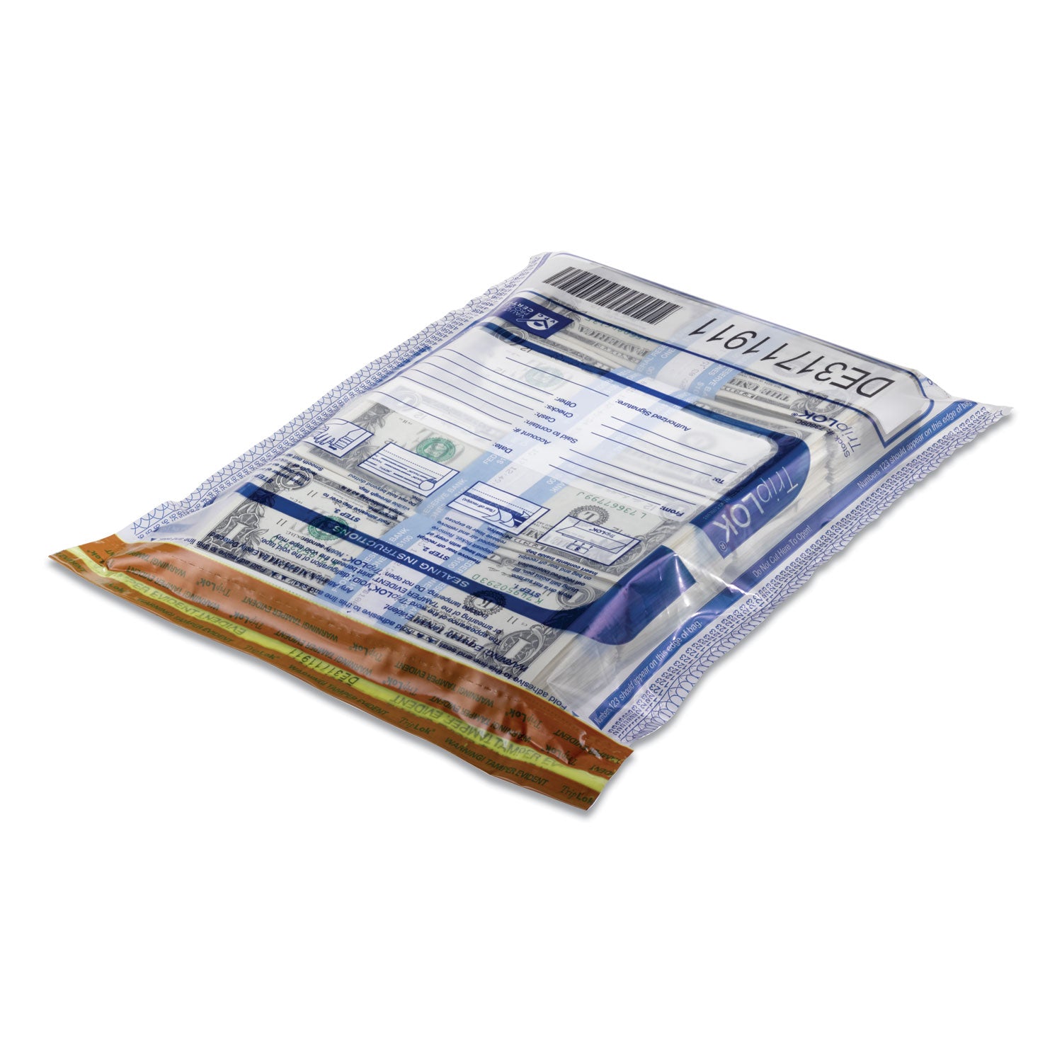 Control Papers Triplok Series A Tamper-Evident Bags, 9 X 12, Clear, 100/pack