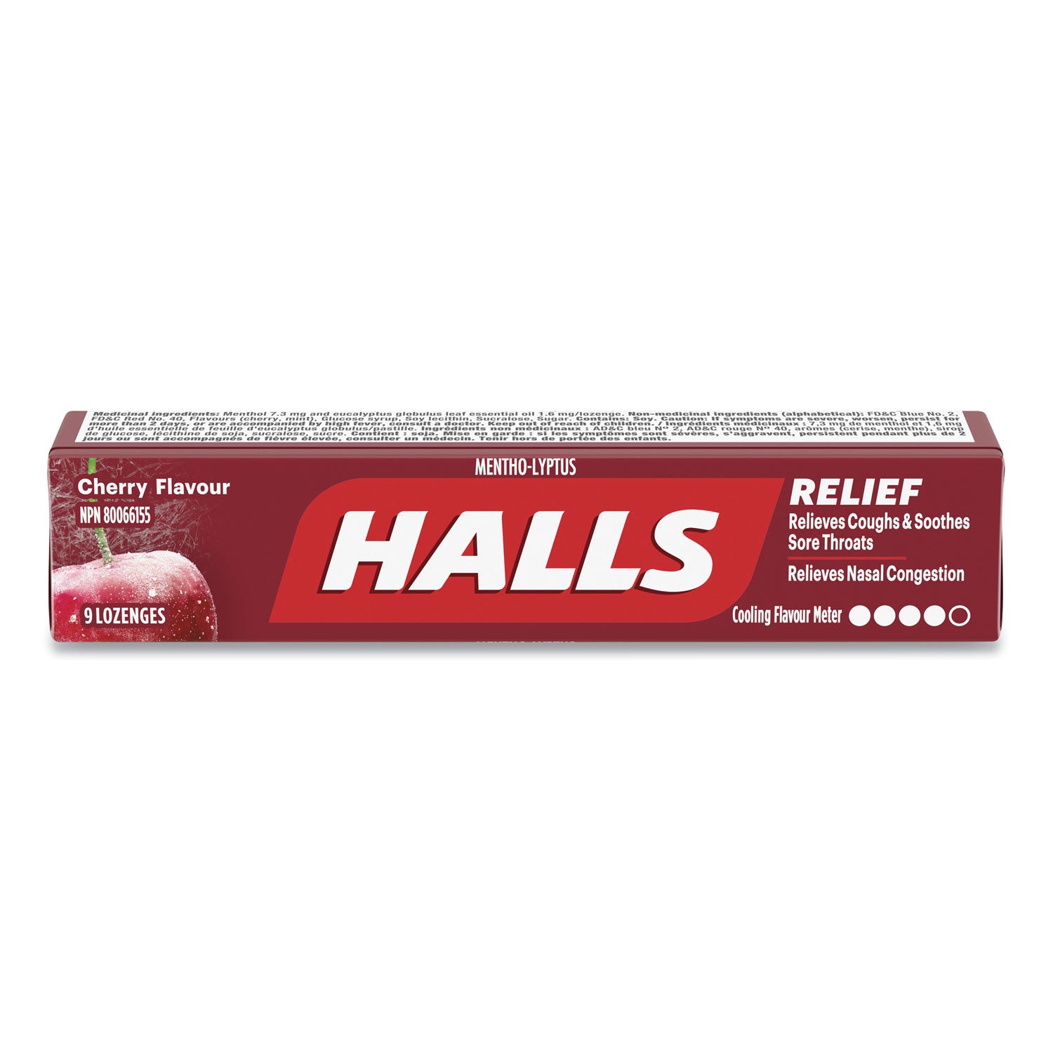 HALLS Mentho-Lyptus Cough and Sore Throat Lozenges, Cherry, 9/Pack, 20 Packs/Box
