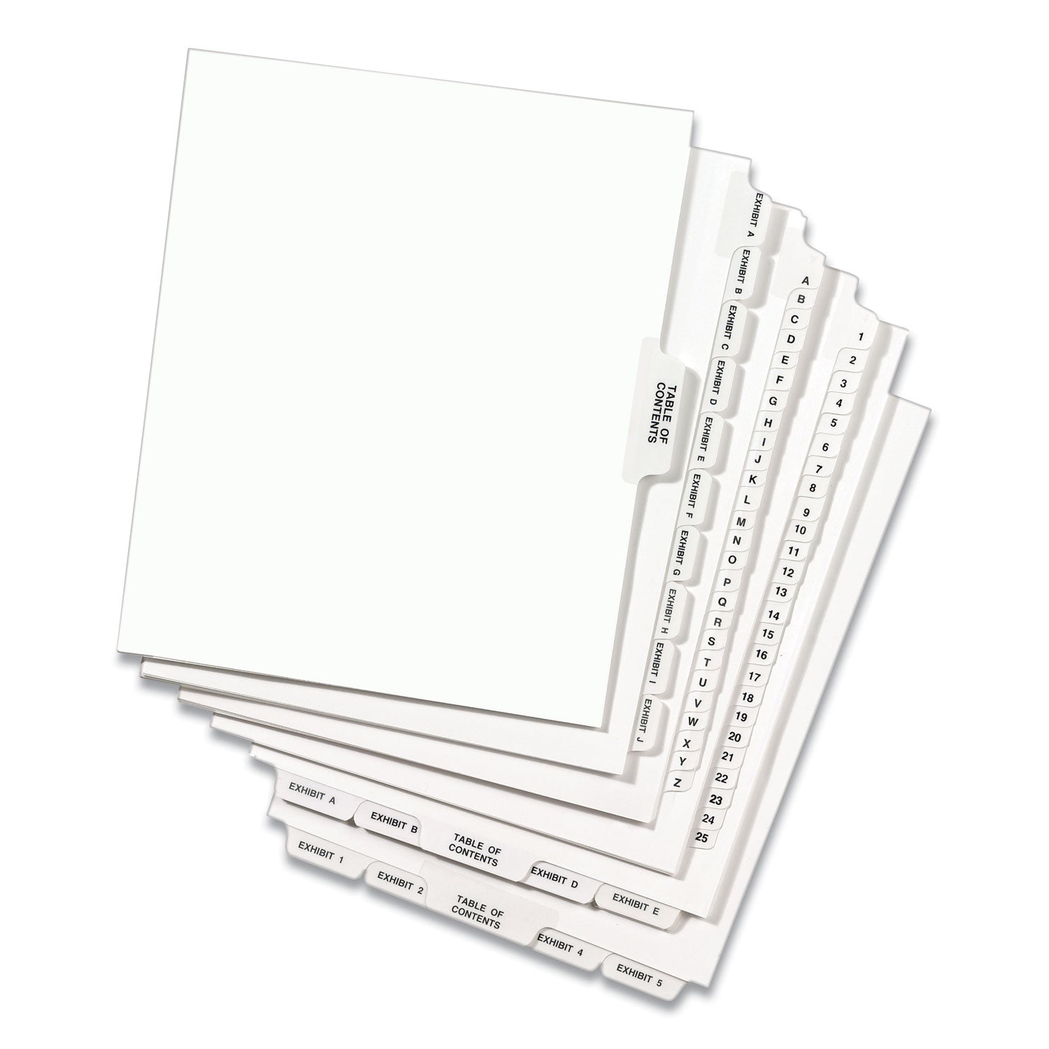 Avery® Preprinted Legal Exhibit Bottom Tab Index Dividers, Avery Style, 27-Tab, Exhibit A To Exhibit Z, 11 X 8.5, White, 1 Set
