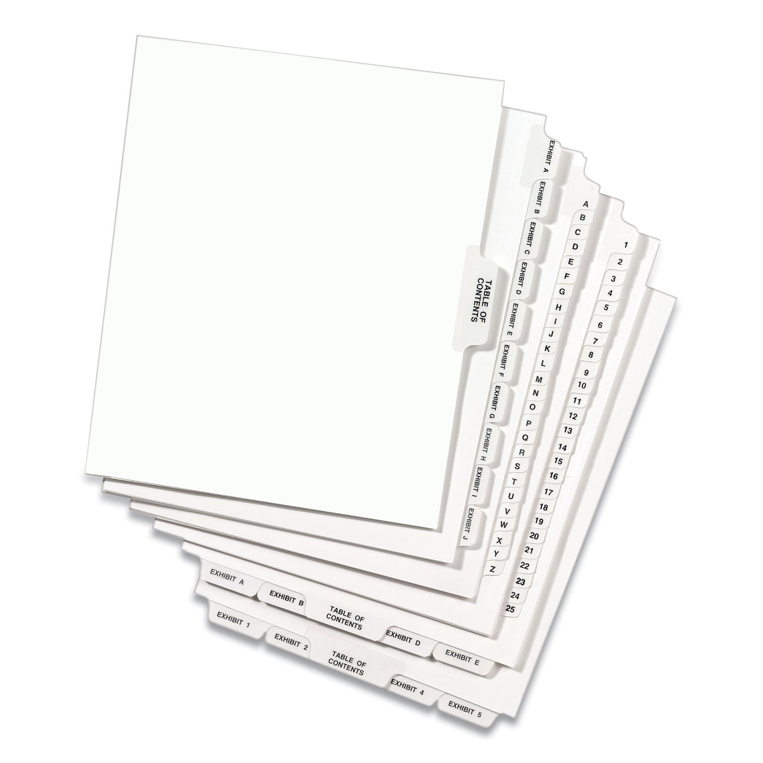Avery® Preprinted Legal Exhibit Side Tab Index Dividers, Avery Style, 25-Tab, 51 To 75, 11 X 8.5, White, 1 Set, (1332)