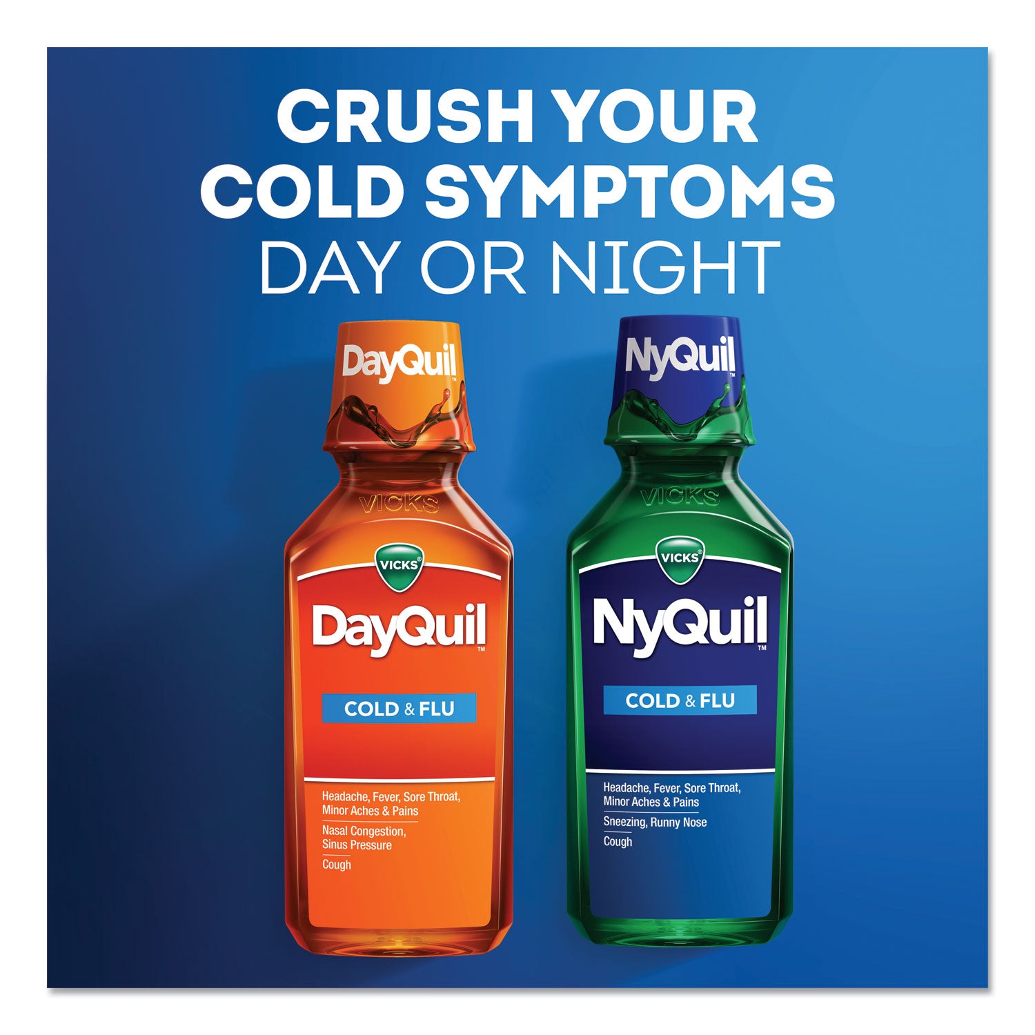 Vicks® Nyquil Cold And Flu Nighttime Liquid, 12 Oz Bottle, 12/carton