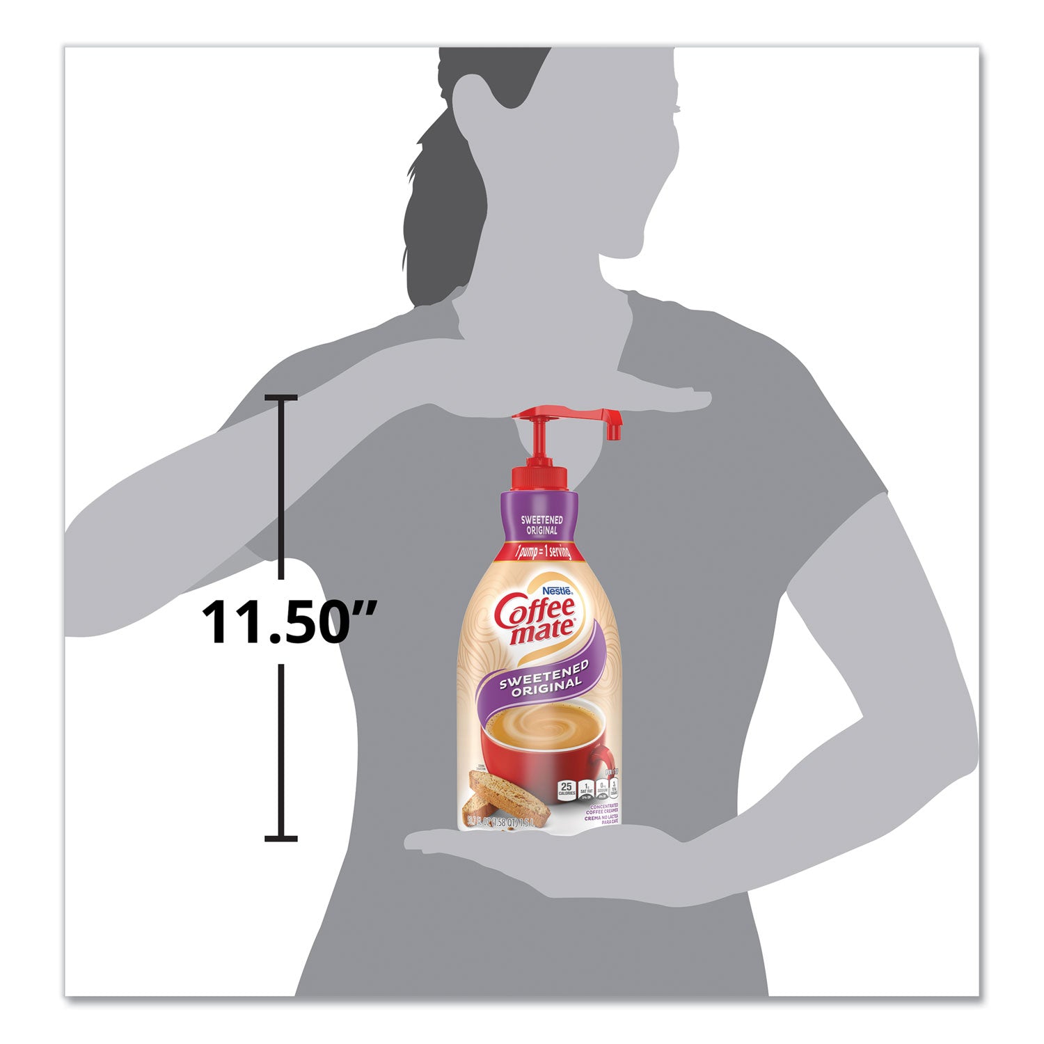 Coffee mate® Liquid Coffee Creamer, Sweetened Original, 1.5 L Pump Bottle, 2/Carton