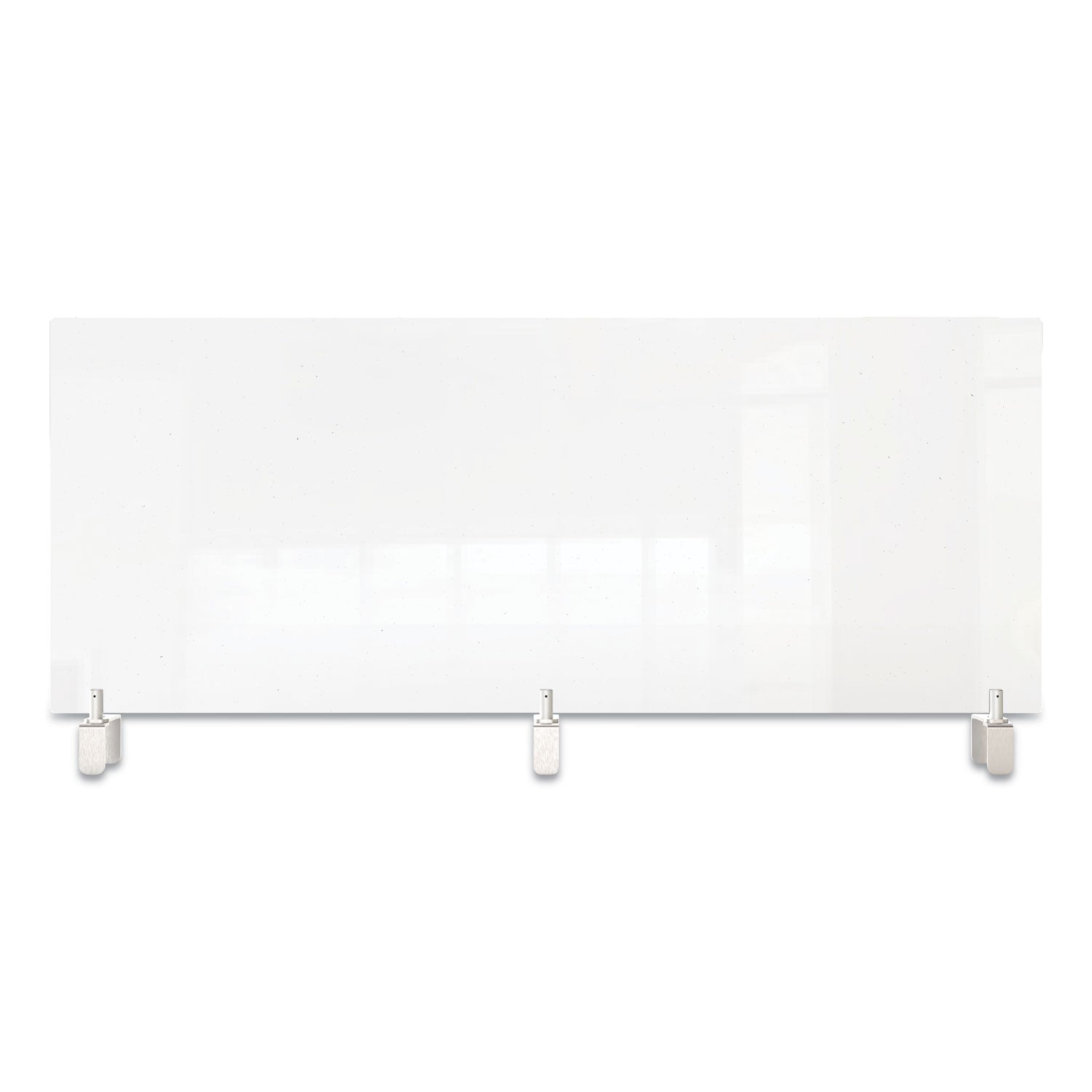 Ghent Clear Partition Extender With Attached Clamp, 48 X 3.88 X 18, Thermoplastic Sheeting