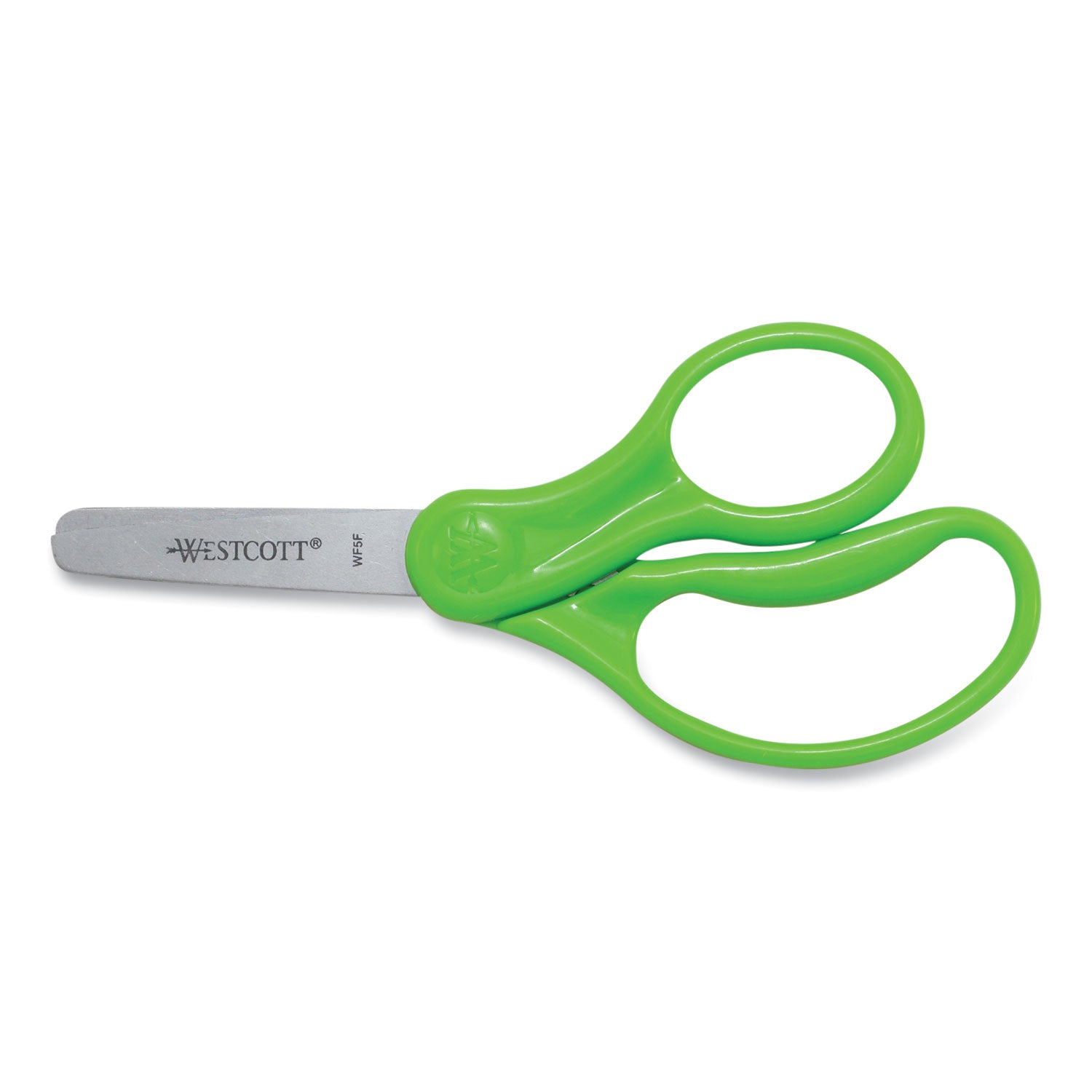 Westcott® For Kids Scissors, Rounded Tip, 5" Long, 1.75" Cut Length, Straight Assorted Color Handles, 6/Pack