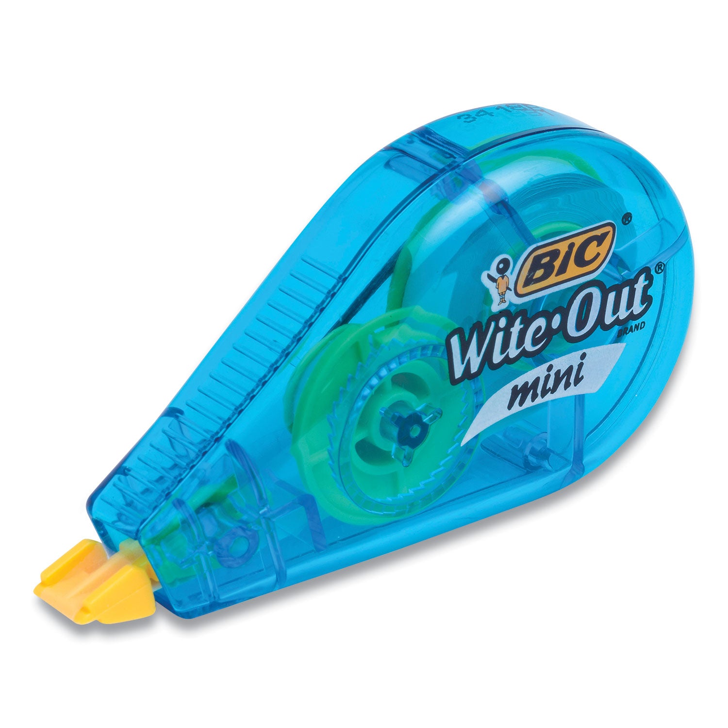 BIC® Wite-Out Brand Mini Correction Tape, Non-Refillable, Blue/Purple/Yellow Applicators, 0.2" x 314.4", 6/Pack