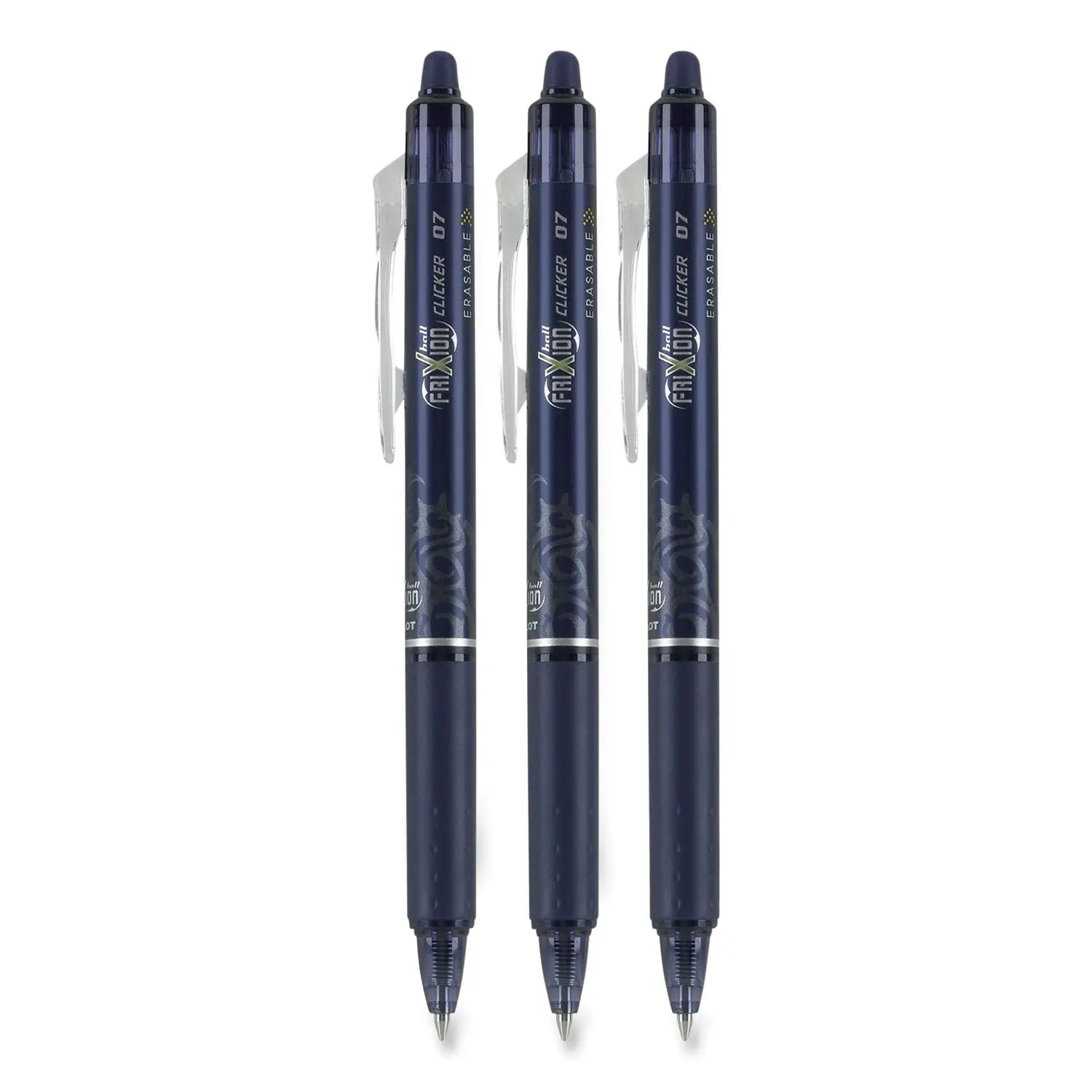 FriXion Clicker Erasable Gel Pen, Retractable, Fine 0.7 mm, Navy Ink, Navy Barrel, 3/Pack Pilot® Flipcost