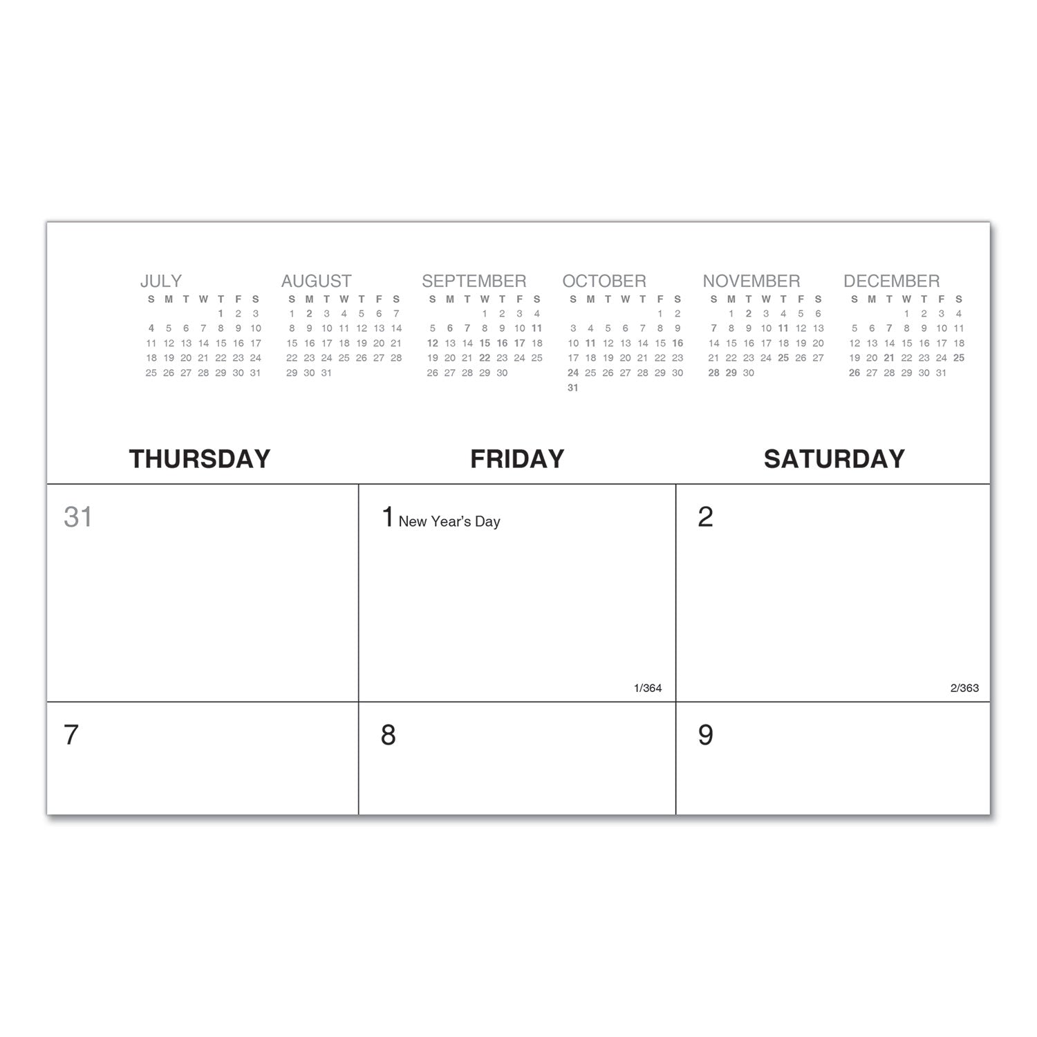Universal® Desk Pad Calendar, 22 x 17, White Sheets, Black Binding, Clear Corners, 12-Month (Jan to Dec): 2025