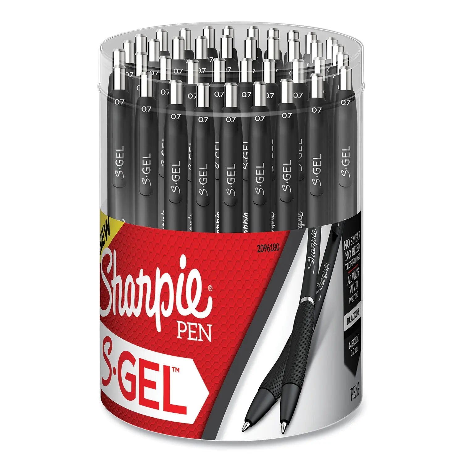 S-Gel High-Performance Gel Pen, Retractable, Medium 0.7 mm, Black Ink, Black Barrel, 36/Pack