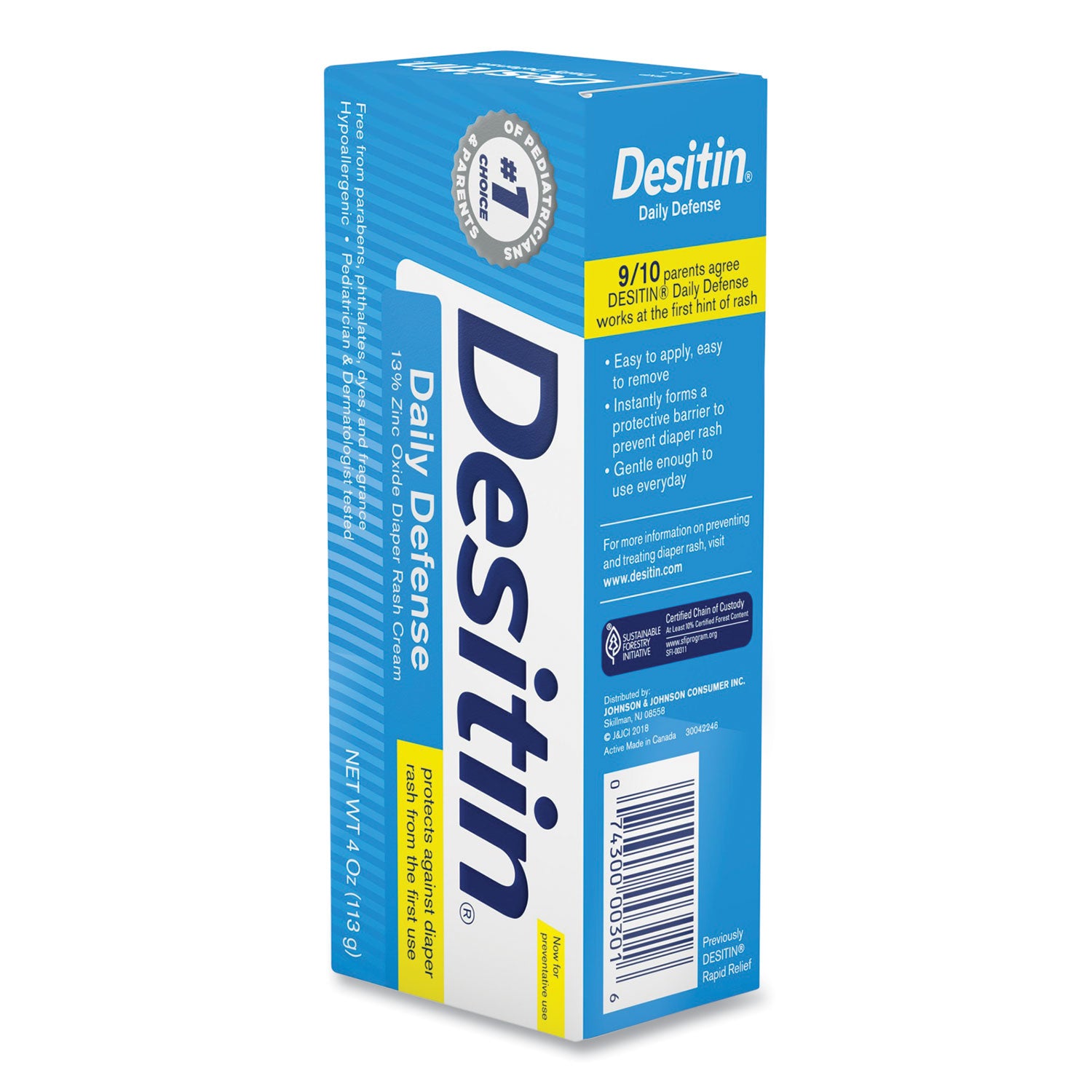 Desitin® Daily Defense Baby Diaper Rash Cream With Zinc Oxide, 4 Oz Tube
