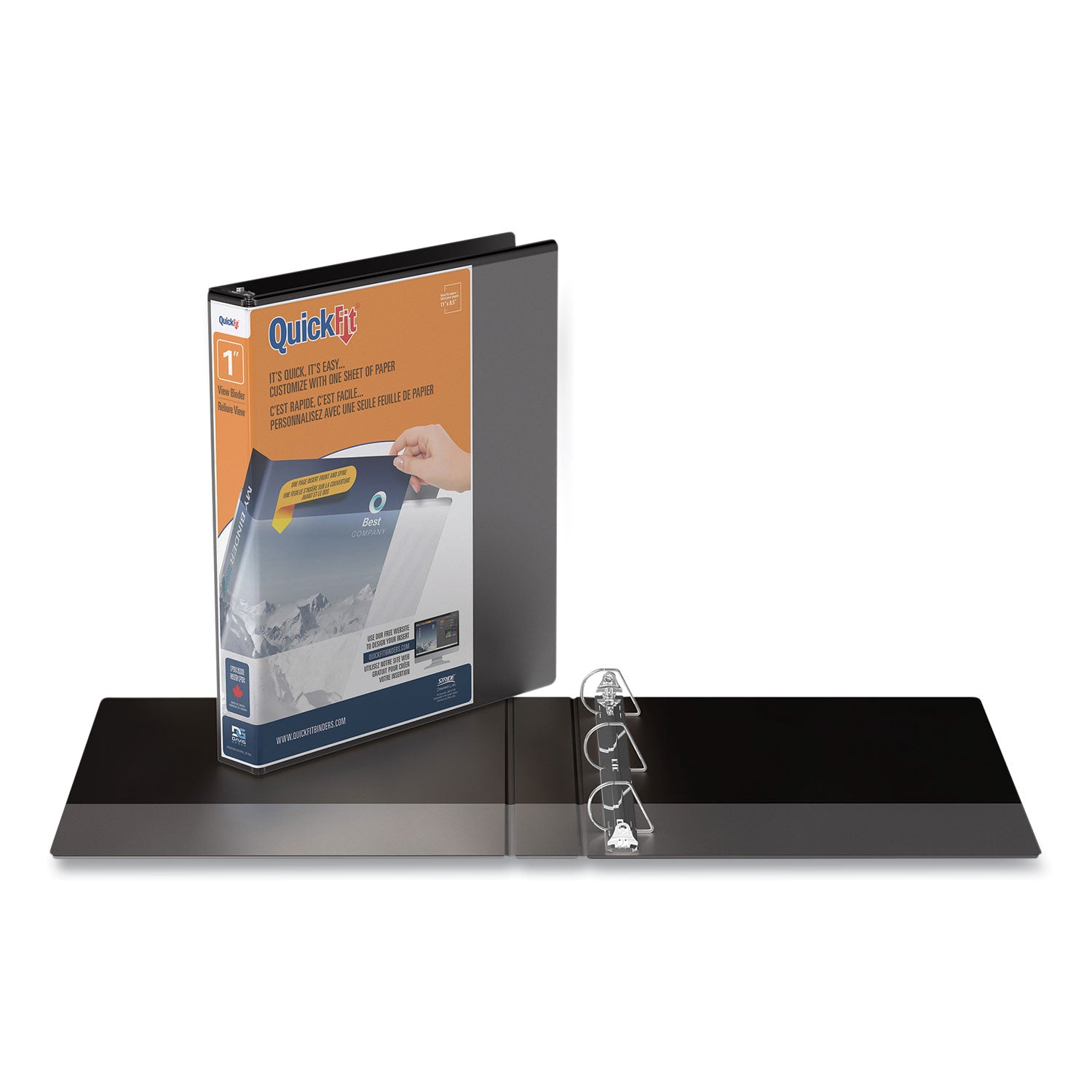 Stride Quickfit D-Ring View Binder, 3 Rings, 1" Capacity, 11 X 8.5, Black