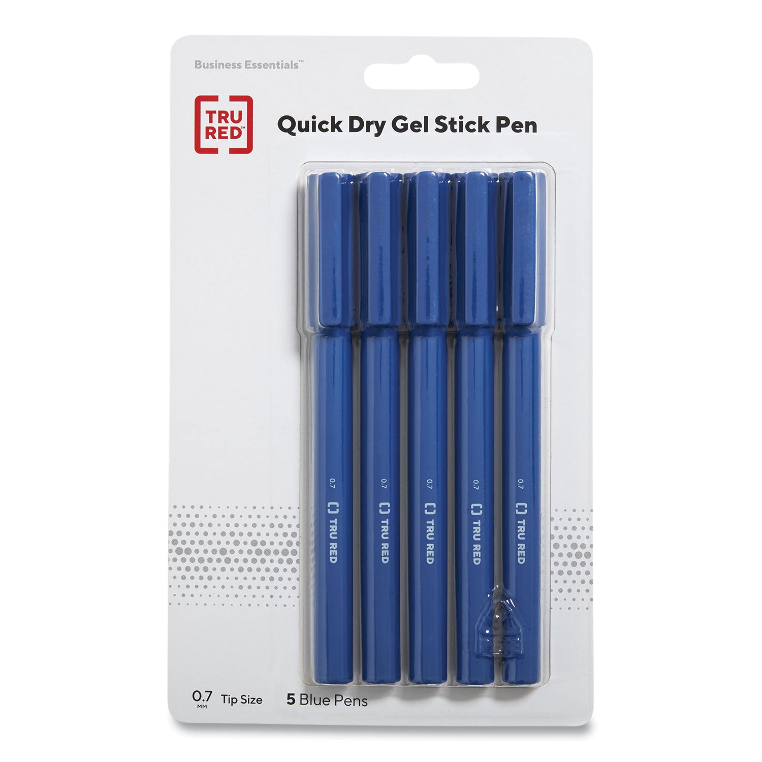TRU RED™ Quick Dry Gel Pen, Stick, Medium 0.7 Mm, Blue Ink, Blue Barrel, 5/pack