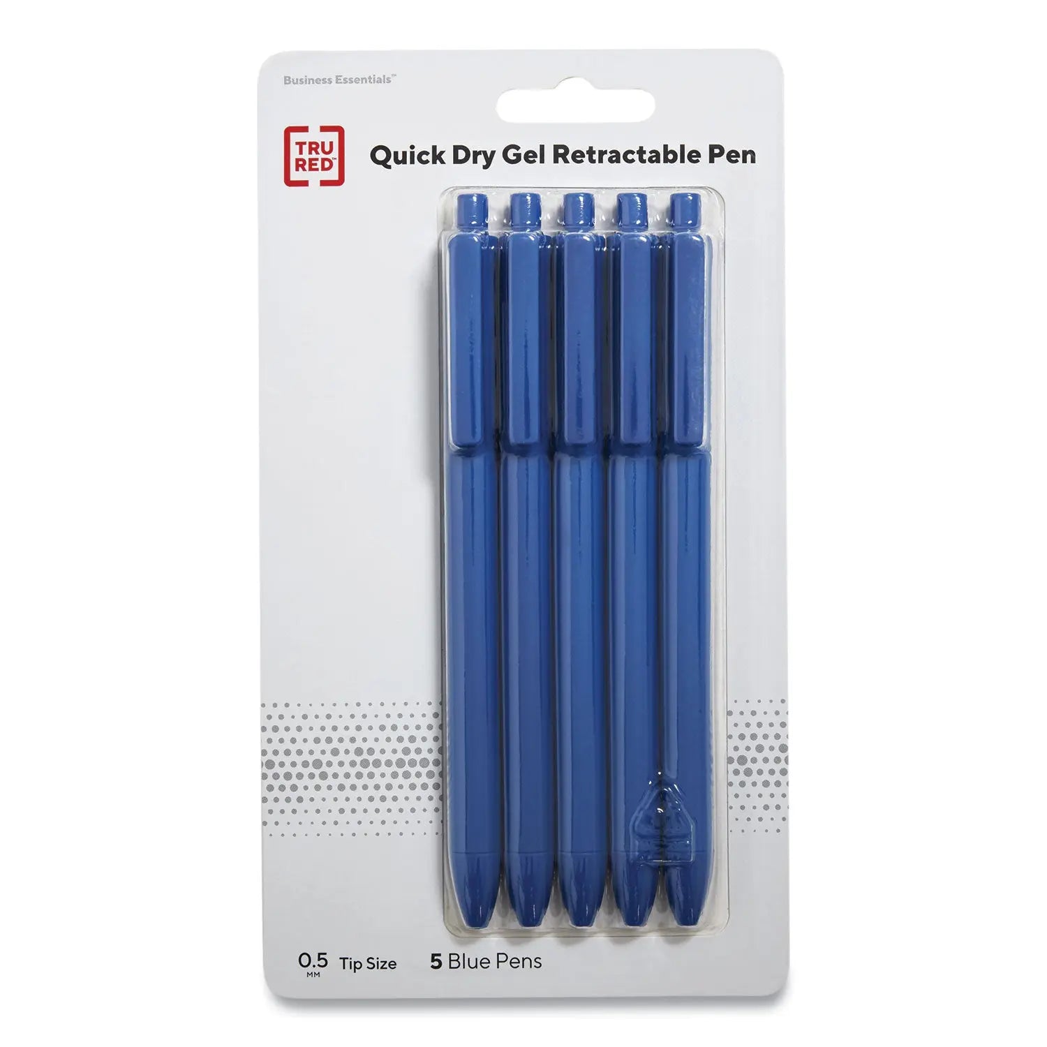 Quick Dry Gel Pen, Retractable, Fine 0.5 mm, Blue Ink, Blue Barrel, 5/Pack TRU RED™ Flipcost