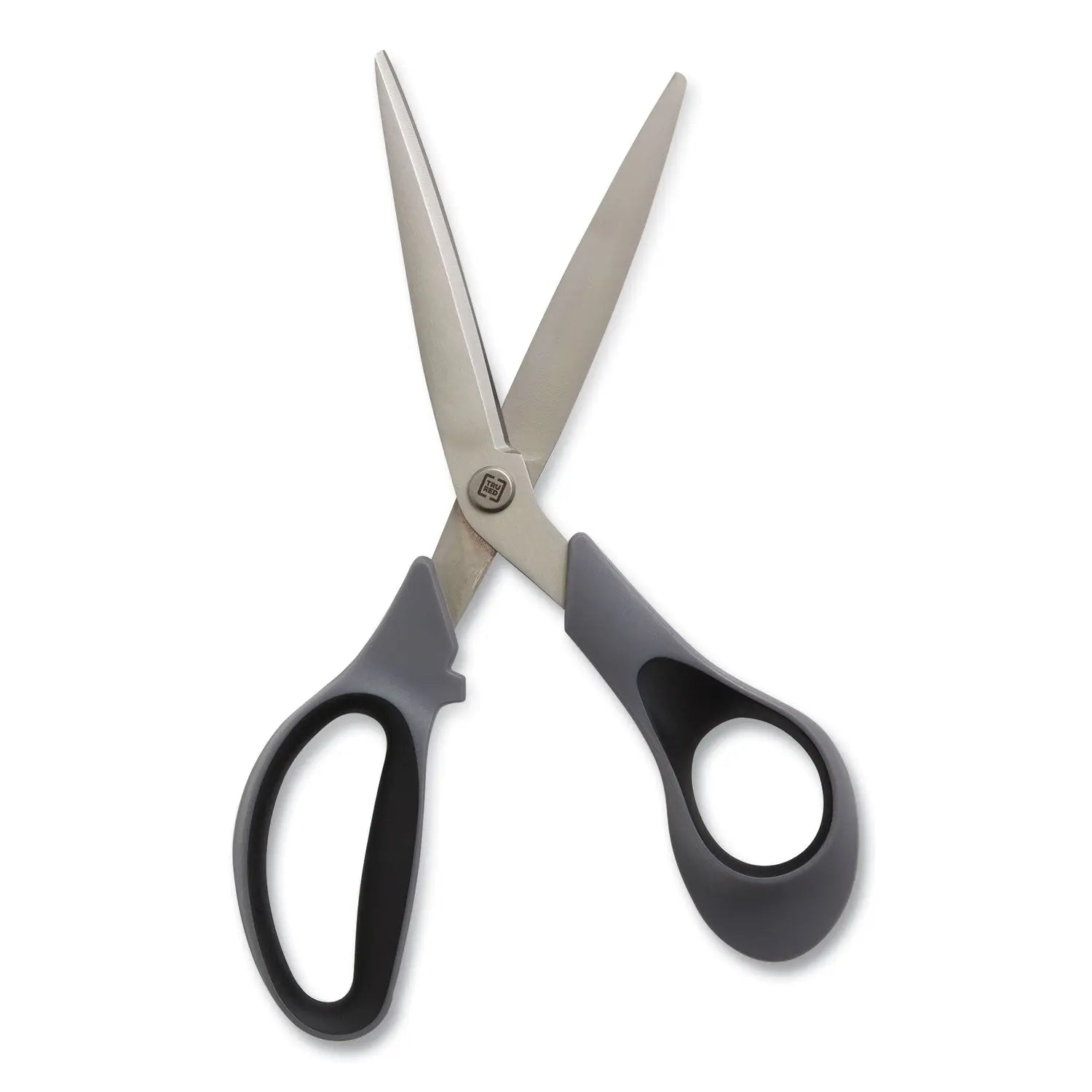 Non-Stick Titanium-Coated Scissors, 8" Long, 3.86" Cut Length, Offset Gray/Black Handle, Gun-Metal Gray Blades TRU RED™ Flipcost
