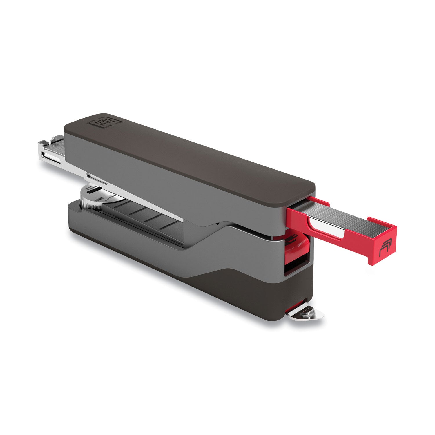 TRU RED™ Premium Desktop Half Strip Stapler, 30-Sheet Capacity, Gray/black