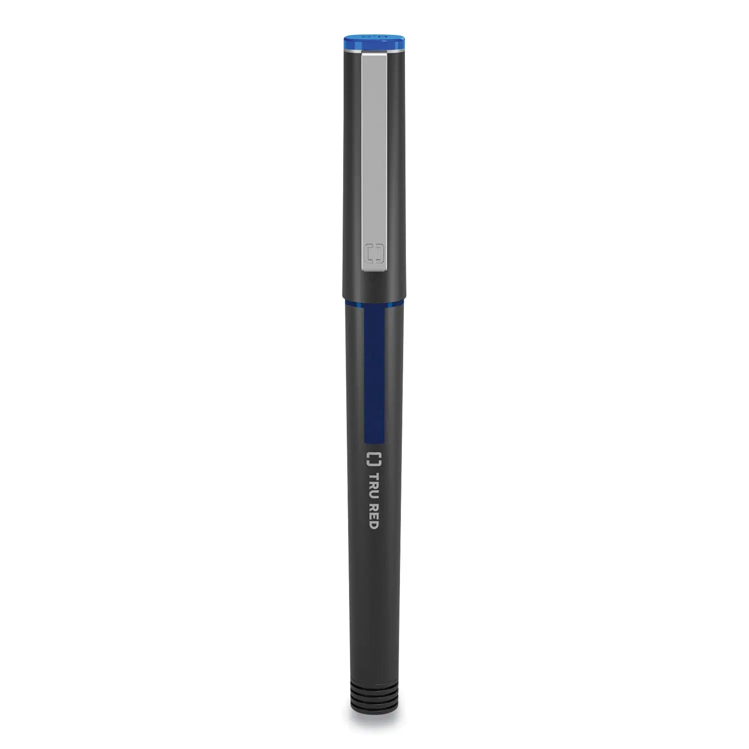 Roller Ball Pen, Stick, Fine 0.5 mm, Blue Ink, Black/Blue/Clear Barrel, Dozen TRU RED™ Flipcost