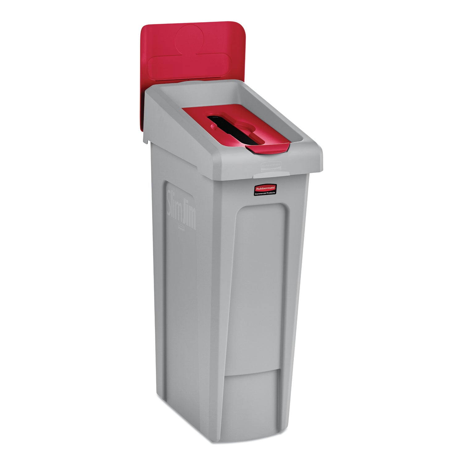 Rubbermaid® Commercial Slim Jim Recycling Station Billboard, , Plastic, Red