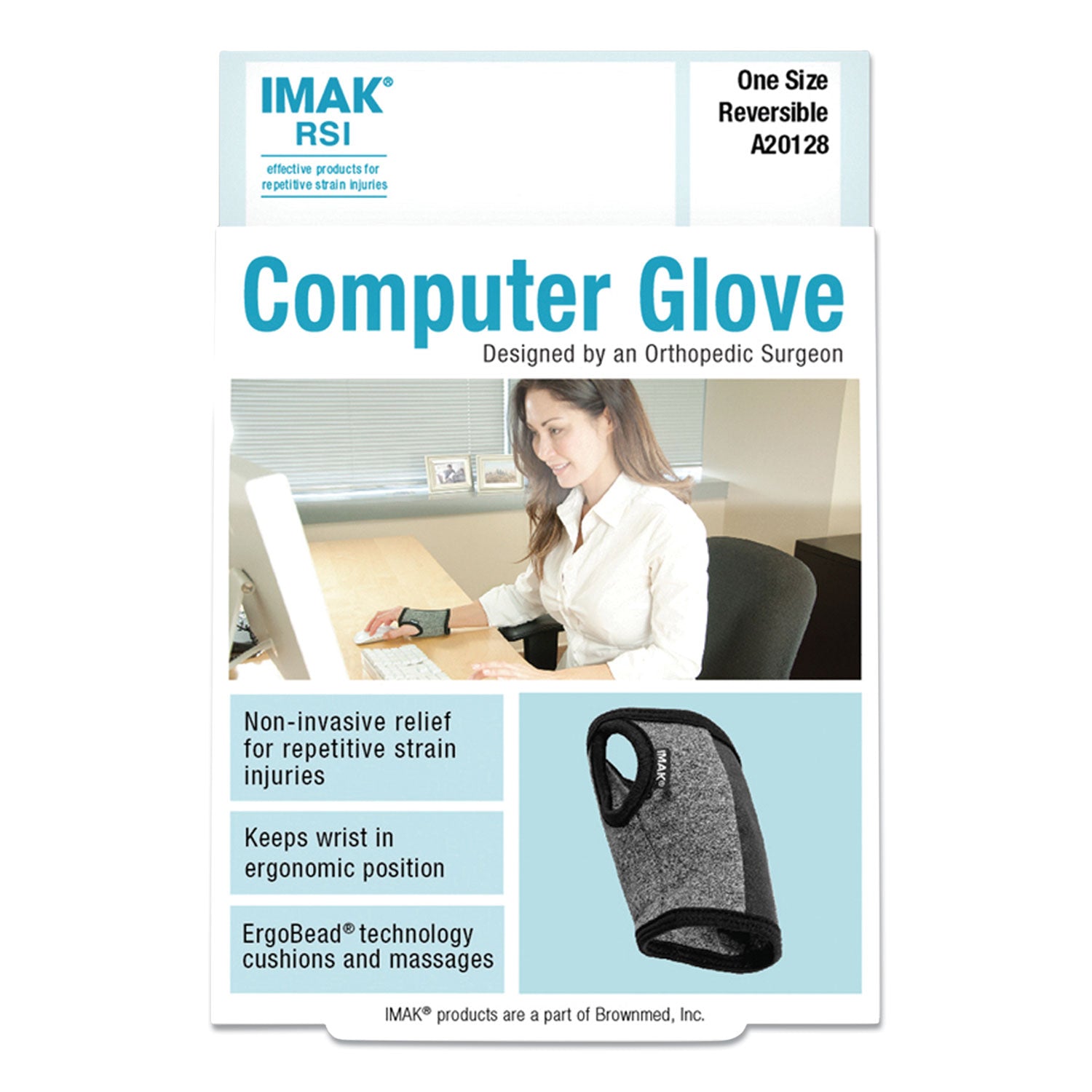 IMAK® RSI Computer Glove, Fits Left Hand/Right Hand, Black