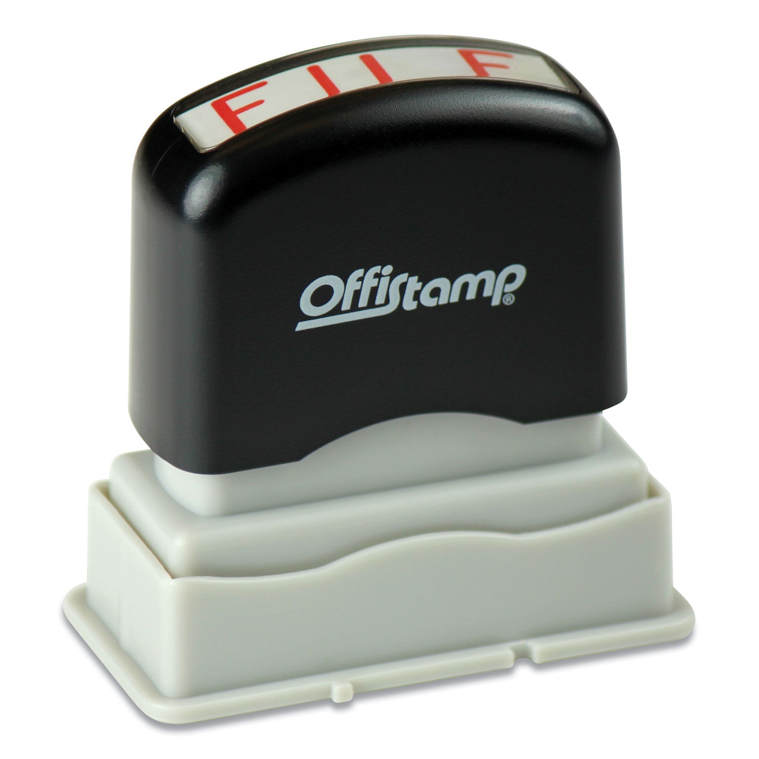 Offistamp® Pre-Inked Message Stamp, File, 1.63" X 0.38", Red Ink